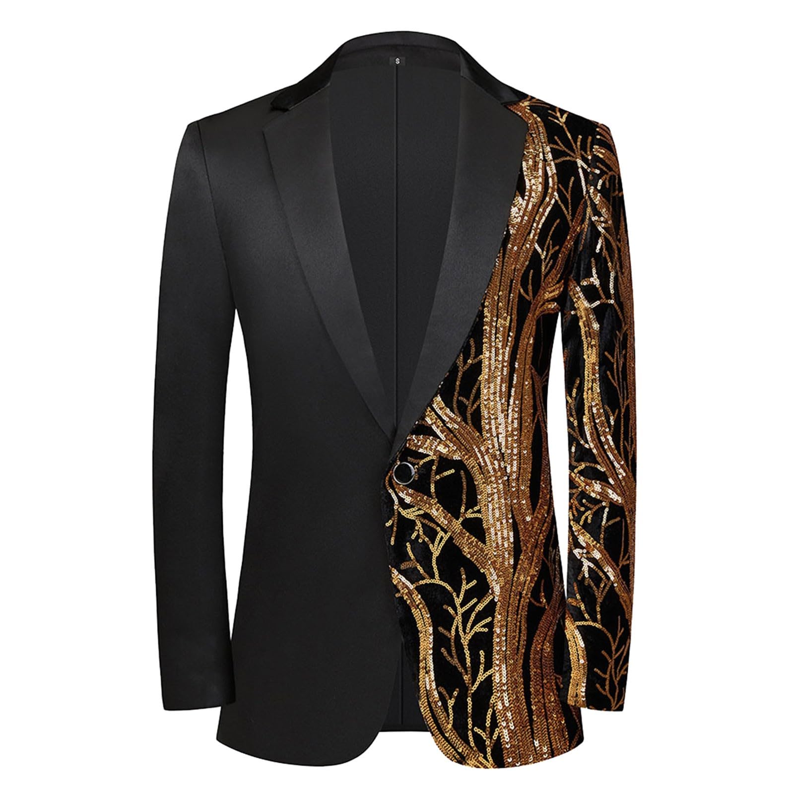 Herren Pailletten Sakko, Blazer Herren Farbblock, Männer Anzug Mantel Langarm, Sakko Herren Regular Fit Hausanzug Freizeitanzug Anzugjacke für Hochzeit, Party, Festlich