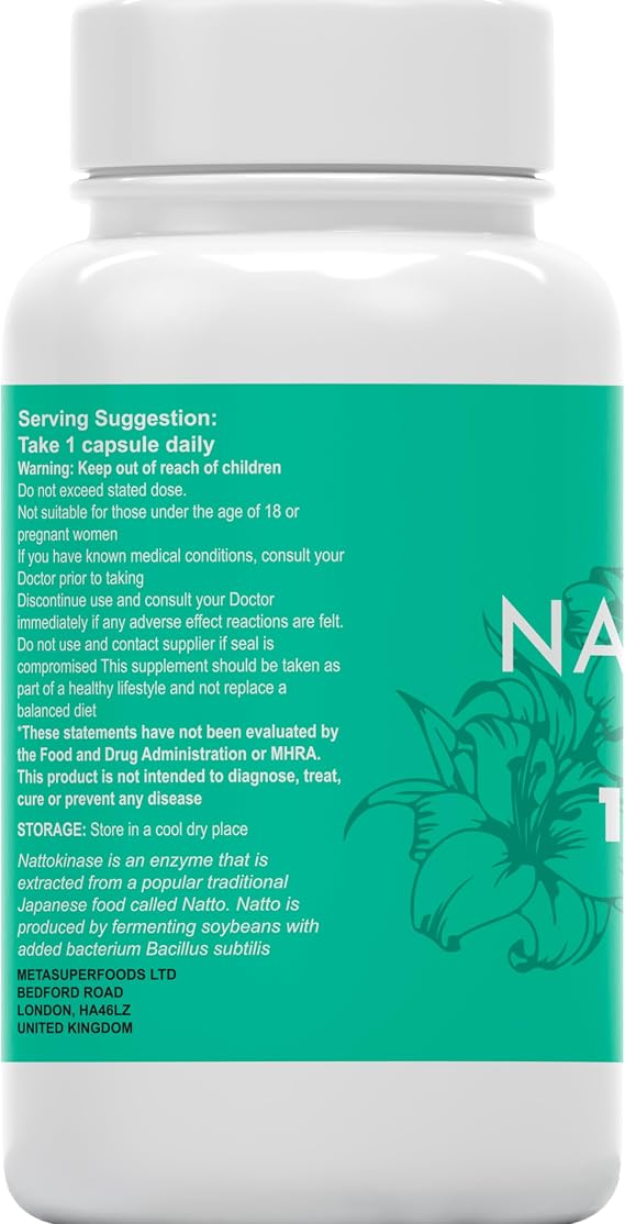Nattokinase 180 Capsules | 4000FU | 6 Months Supply - 1-A-Day Nattokinase Tablets | Japanese Natto | Heart Health & Circulation, Vegan, No Fillers, No Binders | Non GMO | UK Company (180 Capsules)