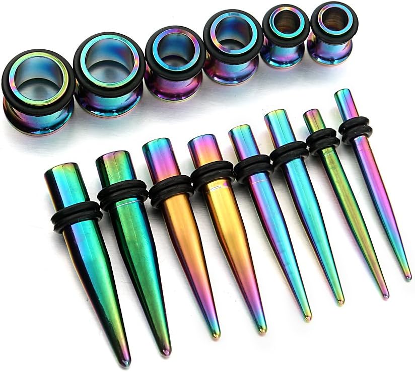 vcmart 14G-00G 36 pcs Ear Gauges Stretching Kit Tapers Plugs Eyelets Implant Grade Steel image 3