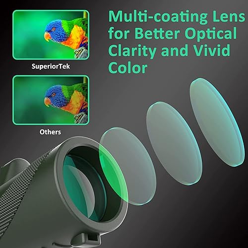 Miniatura 4 de Telescopio monocular monocular HD de 12 × 50, con adaptador para teléfono inteligente y trípode de metal, monocular compacto impermeable de alta