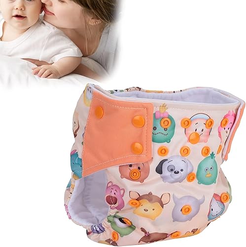 Miniatura 6 de Pañal reutilizable para bebé, talla única, ajustable, pañales de tela lavables para recién nacidos (dibujos animados)