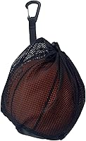 CORECISE Single Ball Bag - Mesh Drawstring Storage Sling with Zipper Pocket for Basketball, Volleyball, Soccer, Football