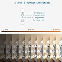 Vista 3 de Luces LED de tocador para espejo, luces de tocador adhesivas con 10 bombillas regulables, 3000K 4000K 6500K y 10 niveles de brillo ajustable, cable
