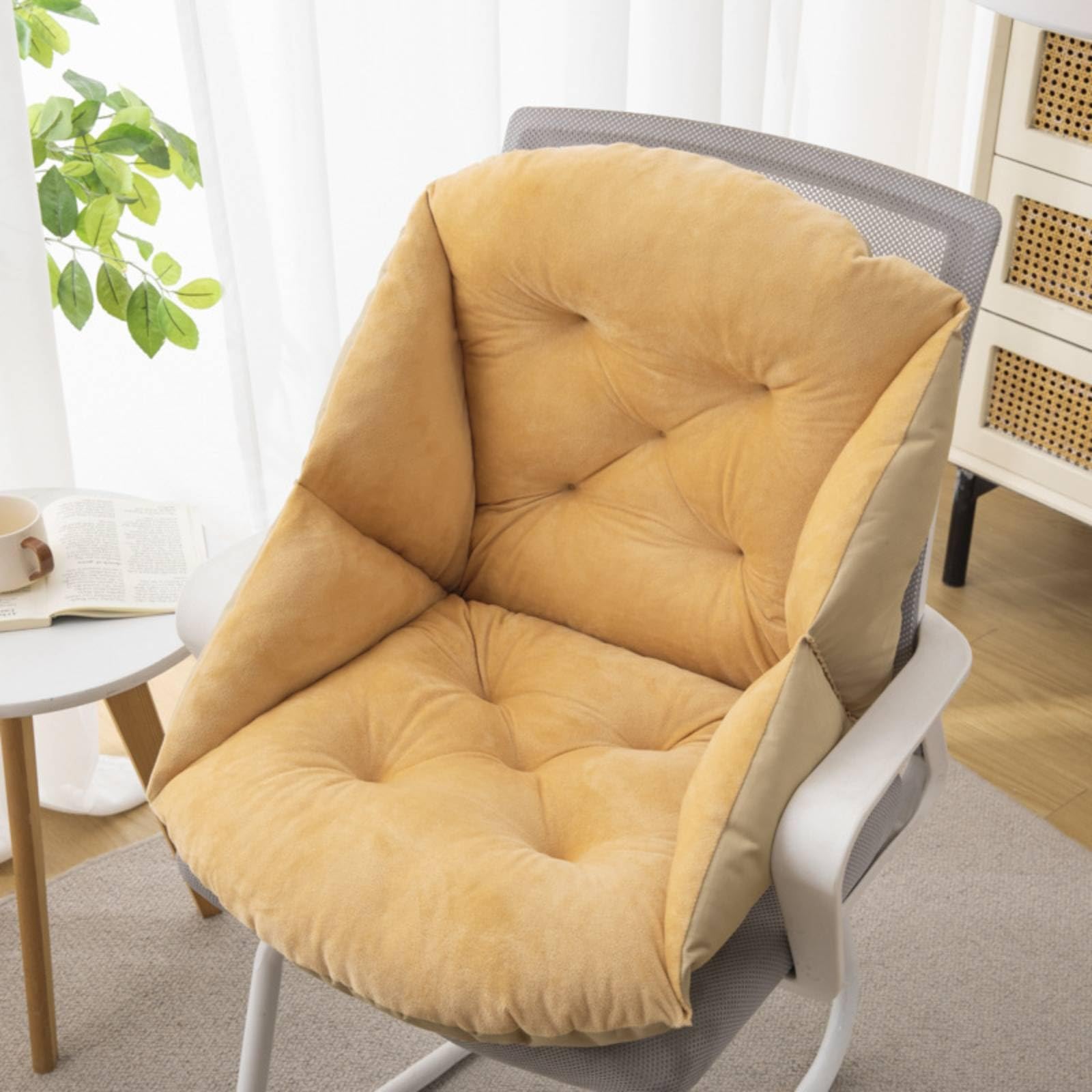 Cojín Silla Respaldo Transpirable Cojín Silla Antideslizante Uso en para Todo el Año Accesorio Asiento para Estudiantes, Rosa Claro, 55 45cm【Cinco Agujeros】