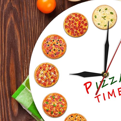 Miniatura 7 de The Geeky Days Diferentes gustos Pizza Time Reloj de pared de cuarzo silencioso moderno Italia sueños cocina decoración del hogar estilo napolitano