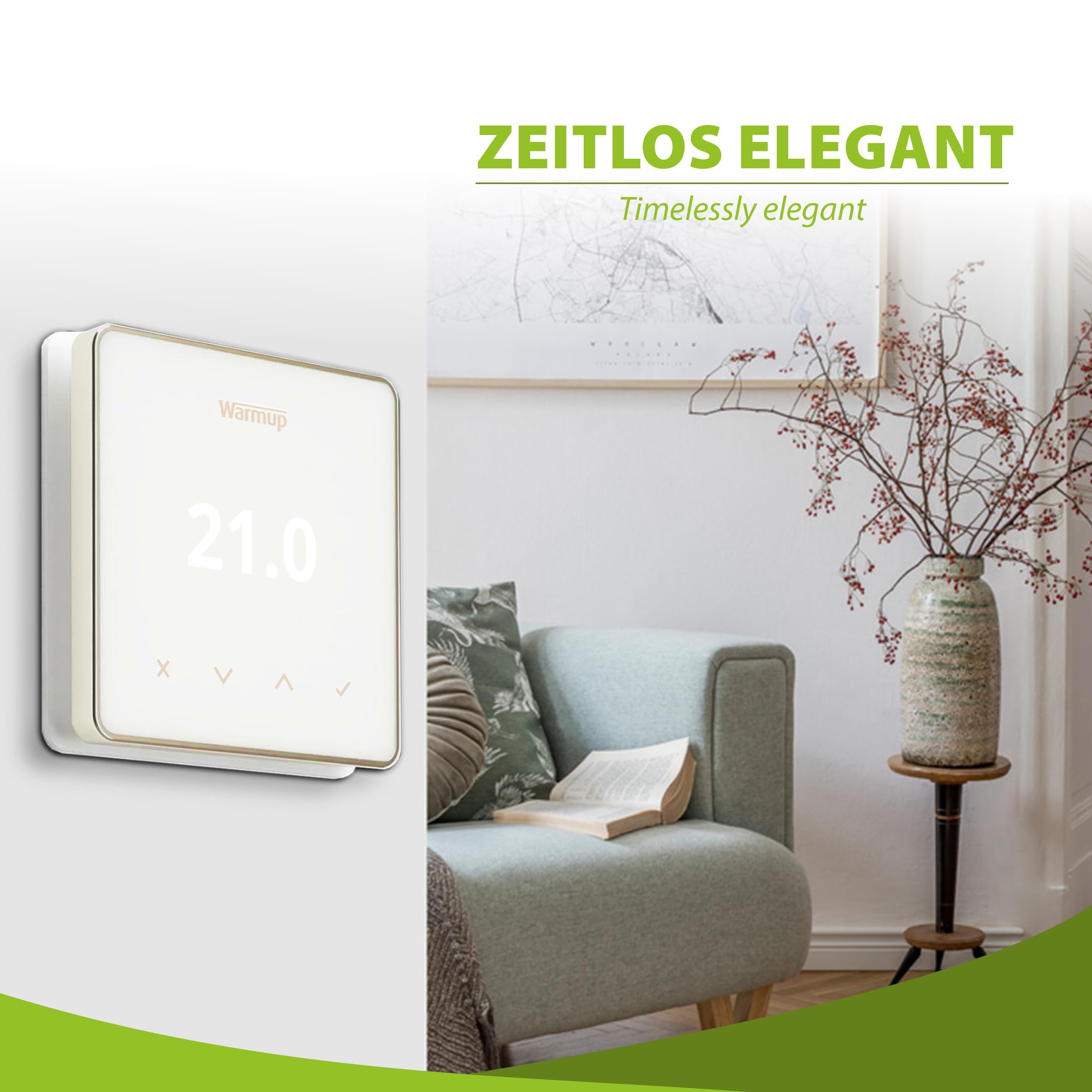 Warmup Element Smart WiFi Thermostat pour Chauffage au Sol et Électrique, Blanc
