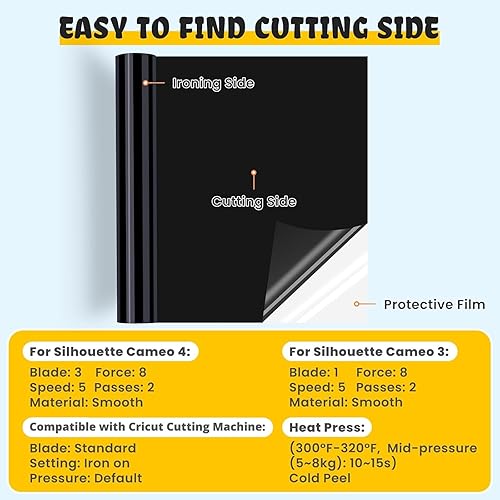 Miniatura 7 de HTVRONT - Vinilo de transferencia de calor HTV- Rollos de vinilo de 3.65 x 6 metros, ideal para camisetas, es fácil de cortar y quitar para el