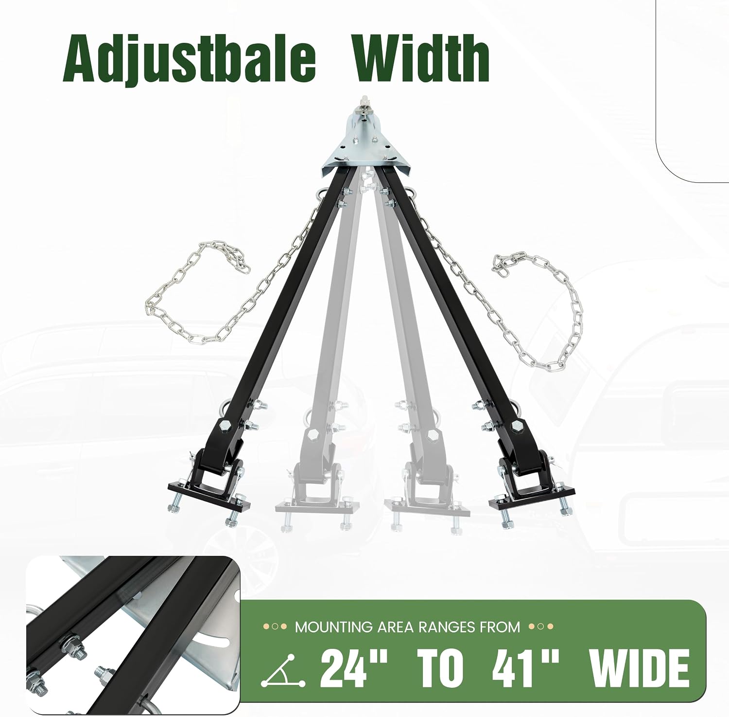ALMULOO Tow Bar 5000 lbs Towing Capacity with Ropes Chain Powder Coating Universal Towing Bar Compatible with Most Bumpers and Mounting Area Ranges from 24" to 41" Wide for 2" Trailer Ball Hitch
