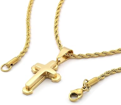Stainless Steel 2-Cross Pendant 3mm 24 