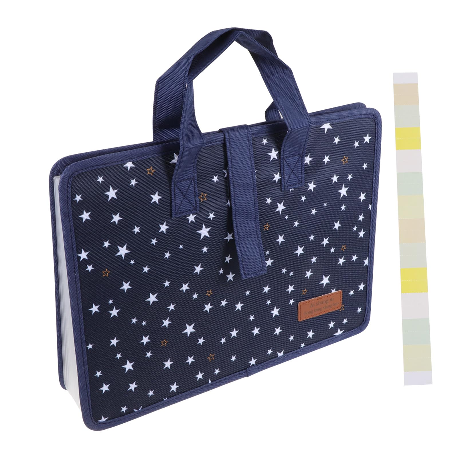 Sosoport Carpeta de Archivos Portátil de Tela Oxford con 13 Capas Expandibles, Organizador de Documentos A4 con Estampado de Estrellas y Asa para Oficina y Viaje