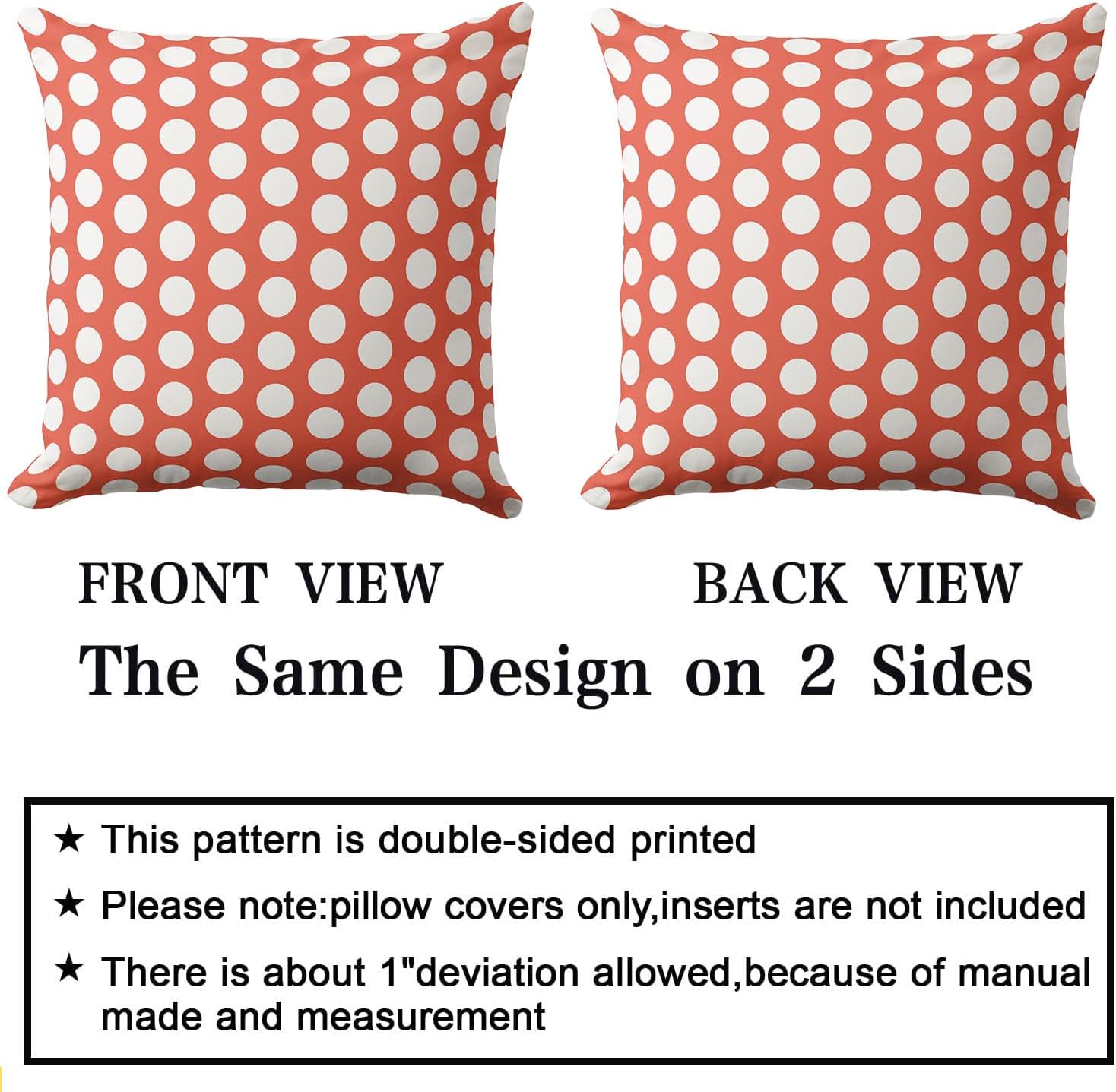 Coral Red White Polka Dot Pillow Covers 20x20 inch Soft Square Decorative Throw Pillow Covers for Sofa Couch Farmhouse Home Decorations