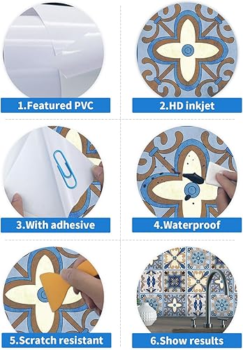 Miniatura 7 de Adhesivo para azulejos de despegar y pegar, pegar en azulejos para cocina, pared, azulejos, papel tapiz de baño, vinilo autoadhesivo, papel tapiz