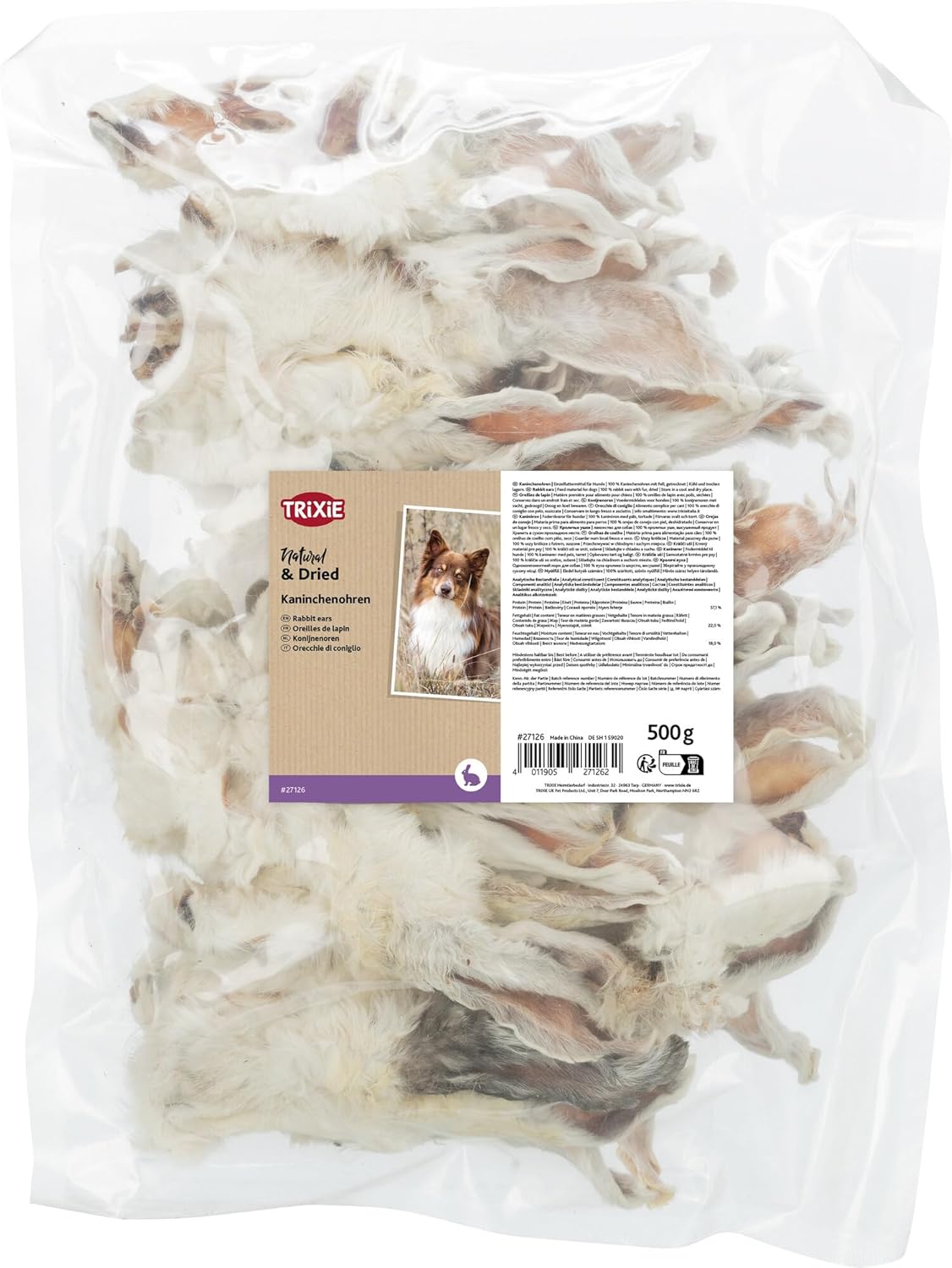 TRIXIE Rabbit Ears with Fur, 50 G, 0.569 kg