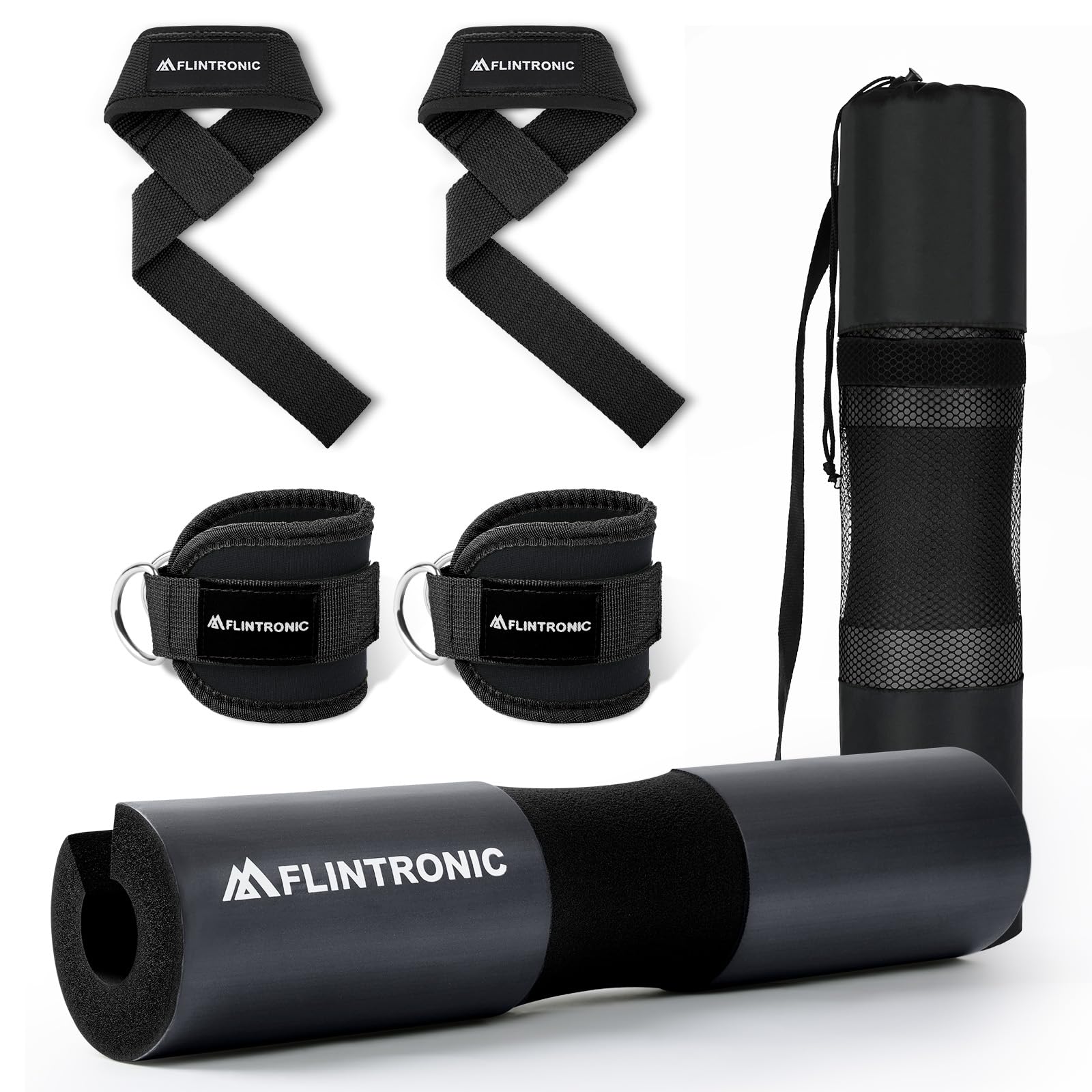 Flintronic 9Pcs Barbell Squat Pad, Hip Thrust Barbell Pad, Thick Foam Barbell Pad, for Hip Thrusts Squats Weight Lifting, Provides Cushion to Hip Neck Shoulder, Black