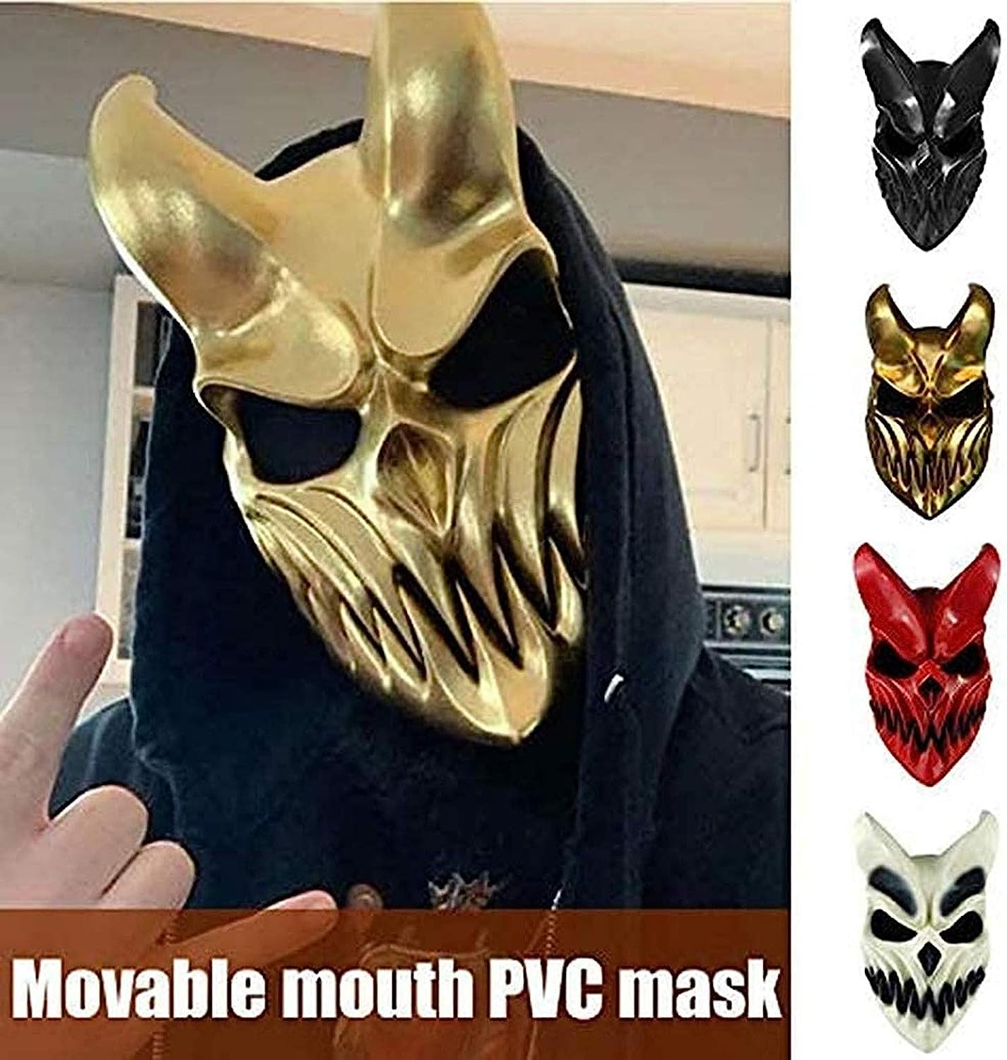 Japanese Oni Devil Halloween Mask Demon Devil Horned Horror Props