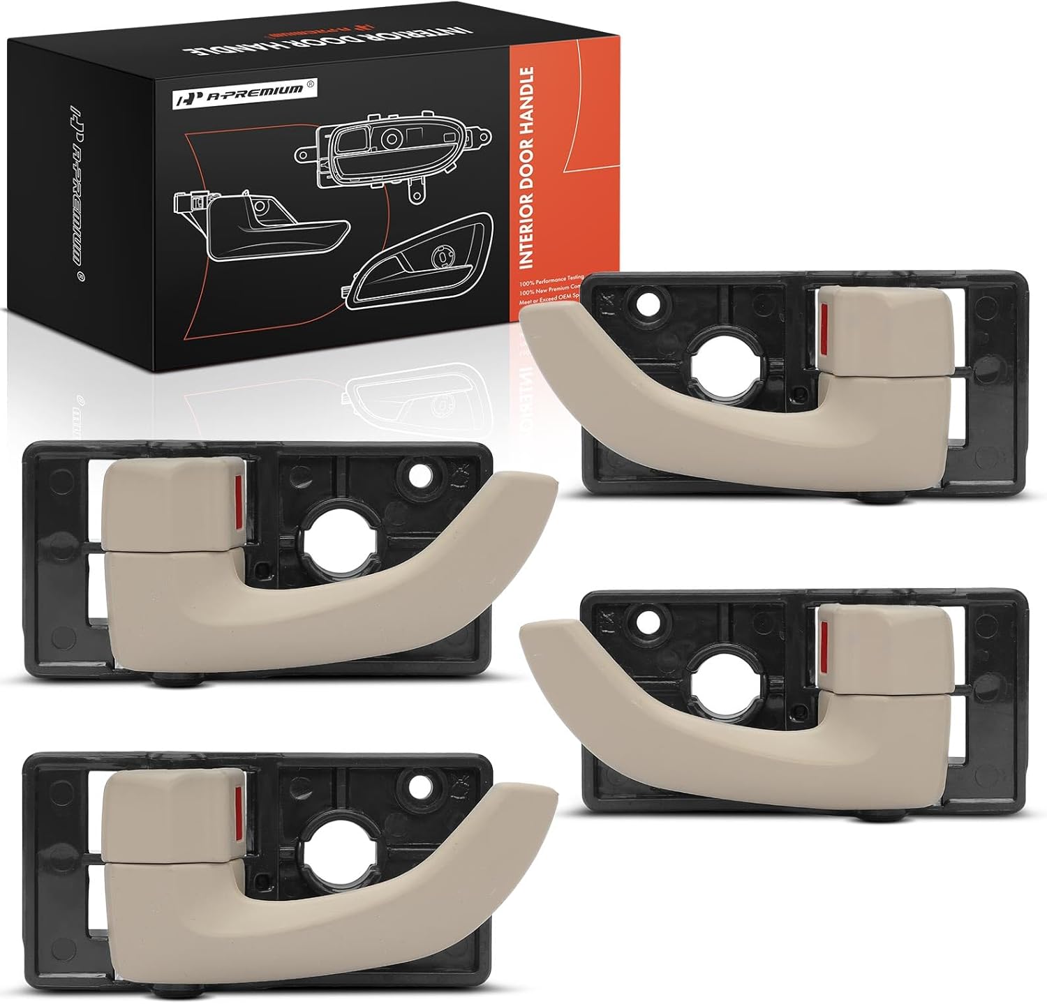 A-Premium Inside Interior Door Handles Compatible with Hyundai Tucson 2005-2009, Beige, 4-PC Set, Front and Rear Side