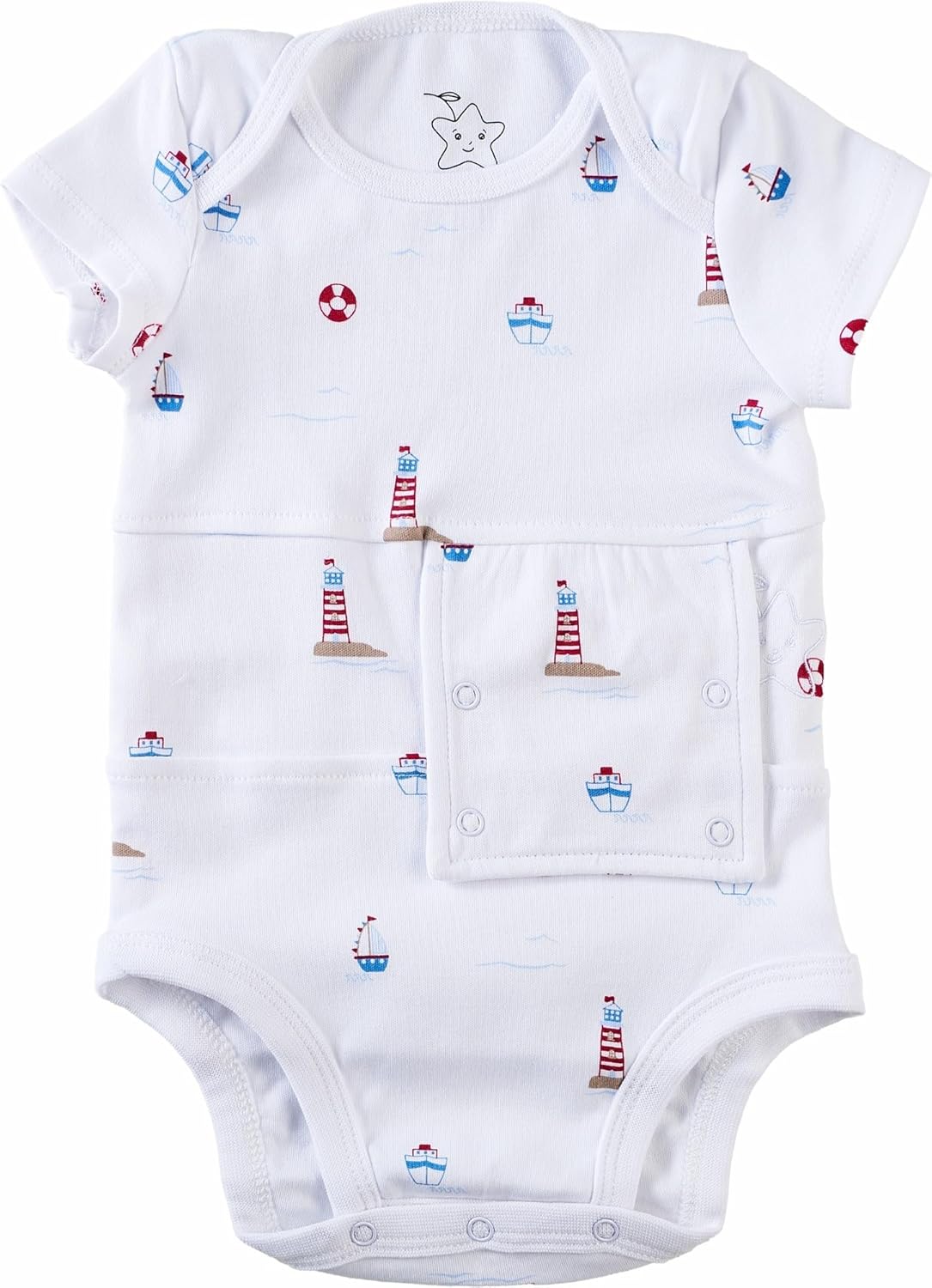Feeding Tube Undershirt Onesie for Babies, Toddlers and Children, 100% Cotton, Short Sleeve Onesie