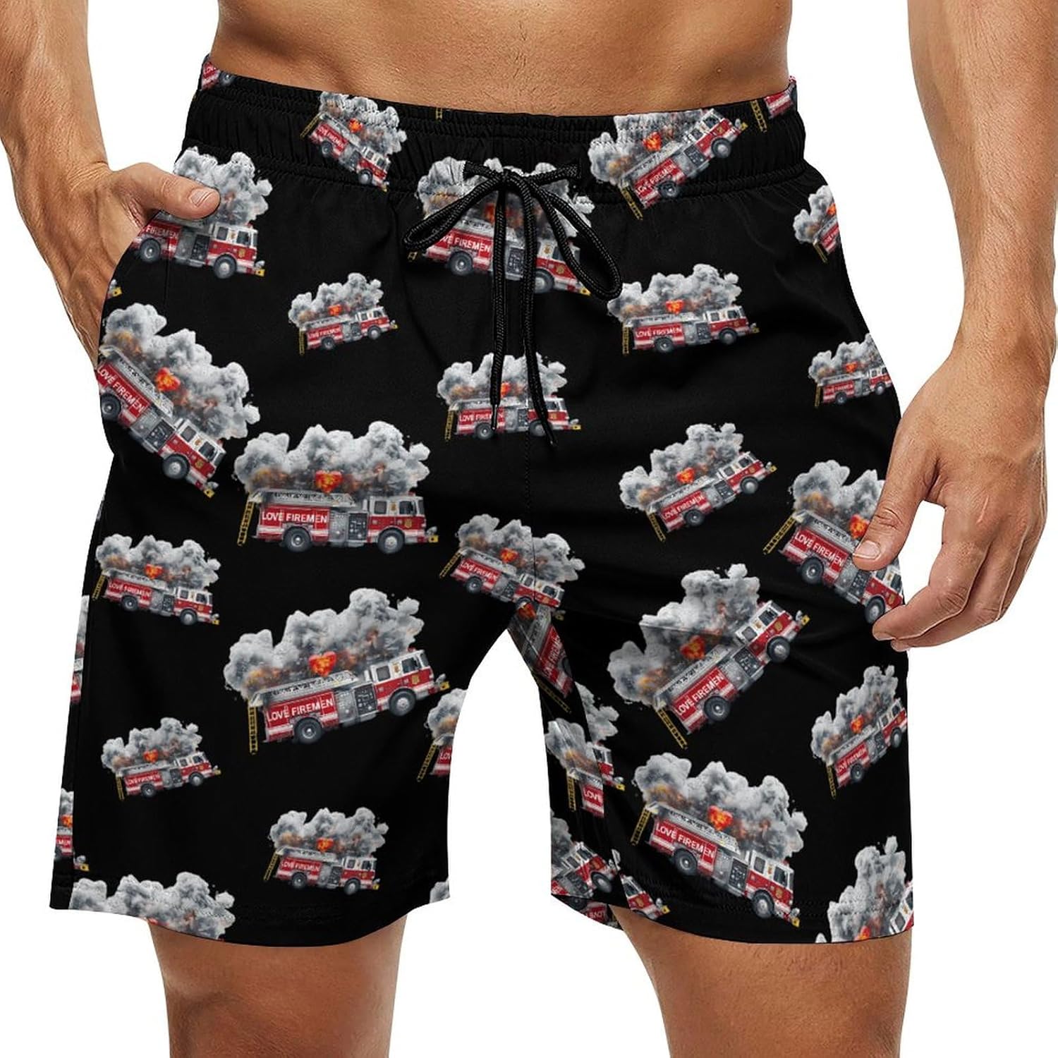 Men's Swim Trunks Quick Dry Bathing Suit Swimming Shorts Beach Swimwear Black