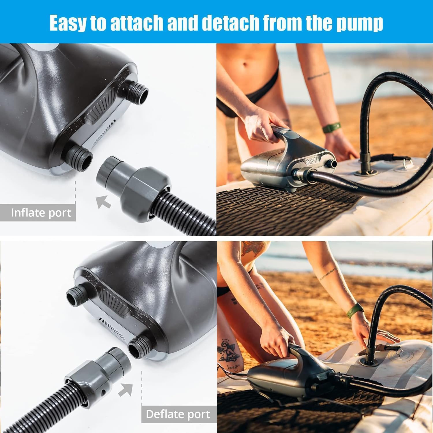 Adaptateur De Pompe Sup,Kit Adaptateur de Pompe Sup,Kit adaptateur de pompe gonflable Tuyau de Gonflage 1m avec 7 Buses à Clapet Adaptateur Tuyau Gonflage Kayaks pour Paddle,Bateaux Gonflables,Kayaks
