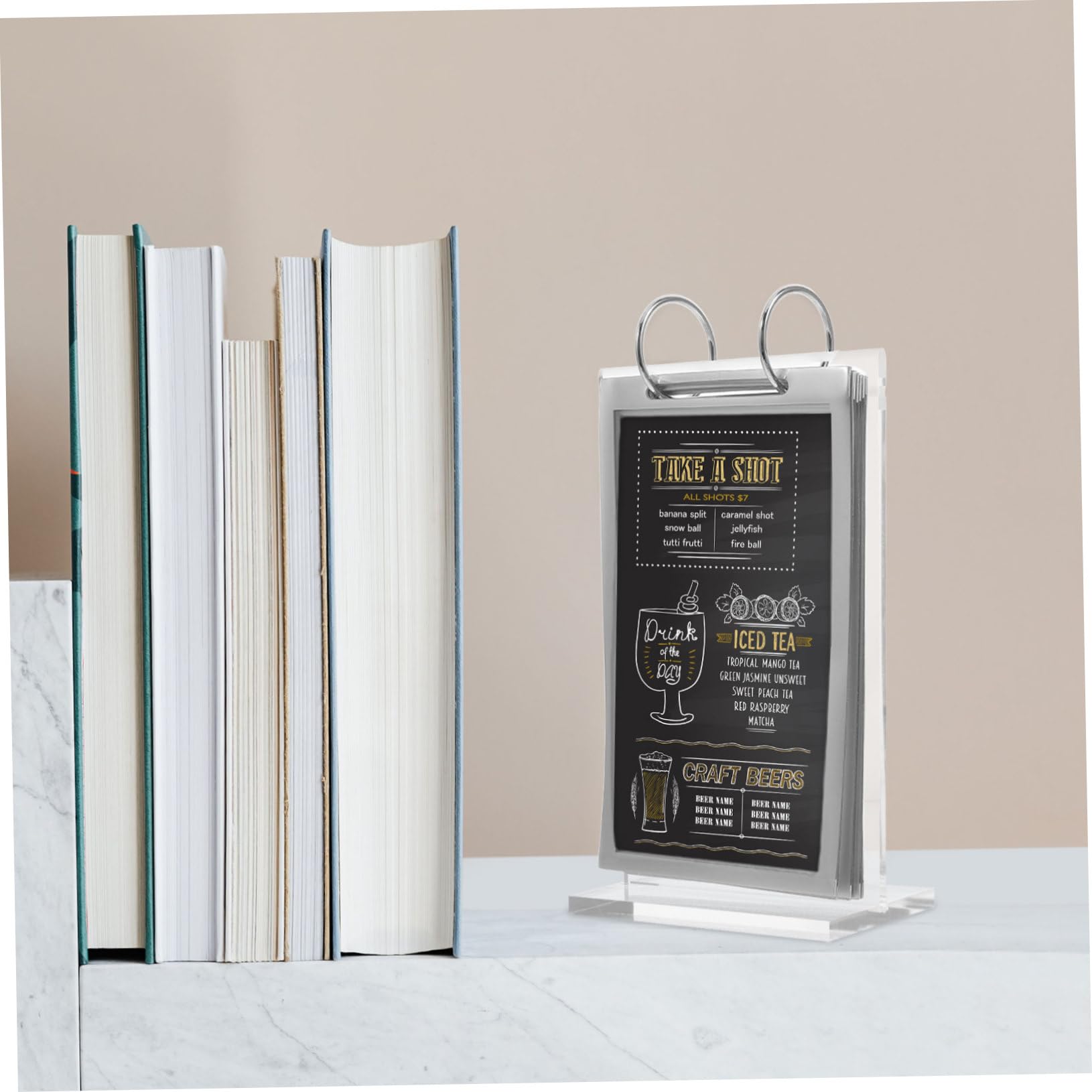 SHINEOFI 5piezas Soporte De Exhibición De Menú Transparente Soporte De Carteles De Escritorio Para Restaurantes y Cafés Vertical Con Base Estable