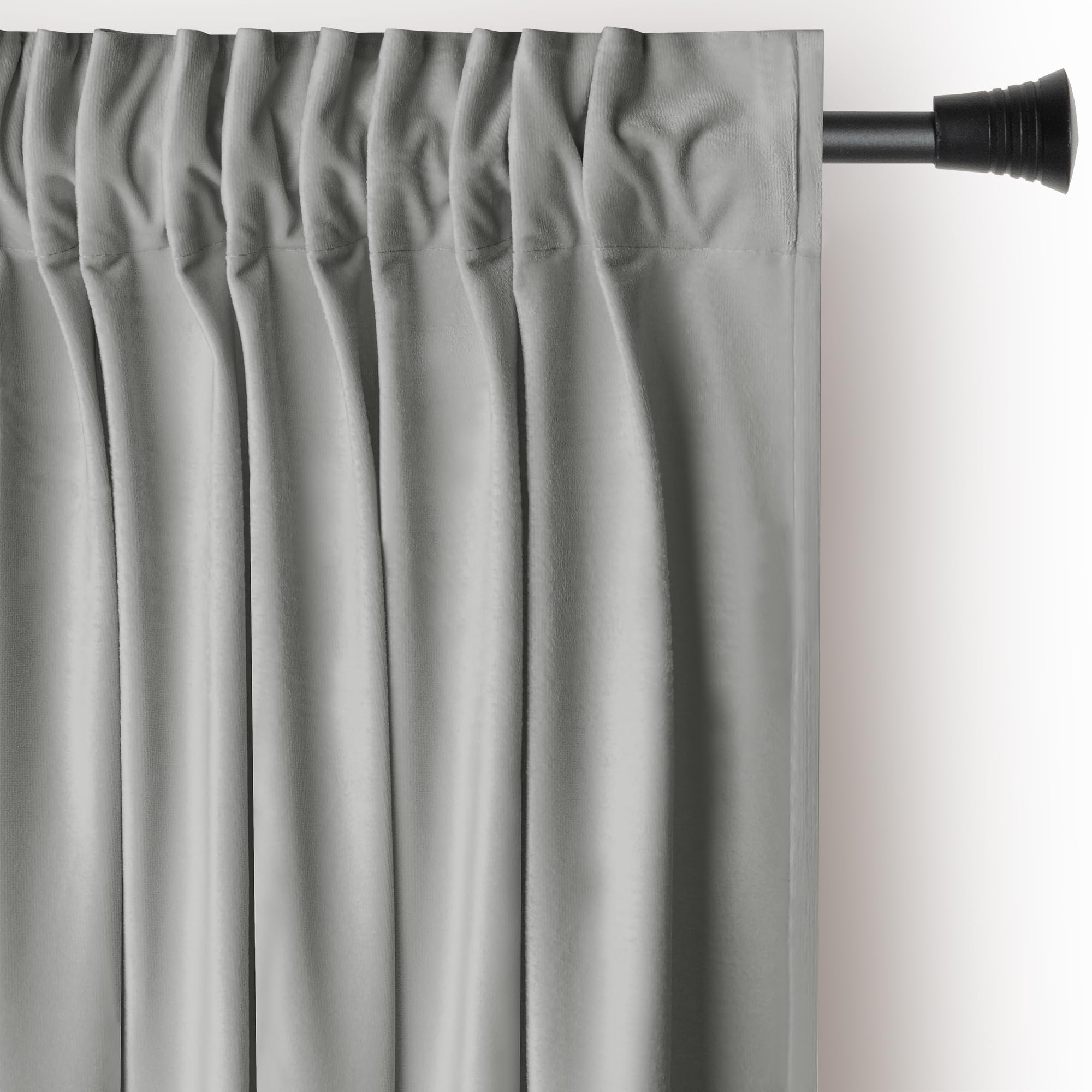 AmeliaHome Tenda effetto velluto, 140 x 270 cm, in acciaio, 1 pezzo, nastro arricciato, in velluto, decorazione per finestra, leggera e luccicante