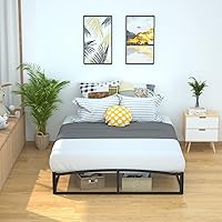 Vista 8 de Yaxa Basics Metal Platform Bed Frame, with Wood Slat Support, 10 inches High, Full, Black