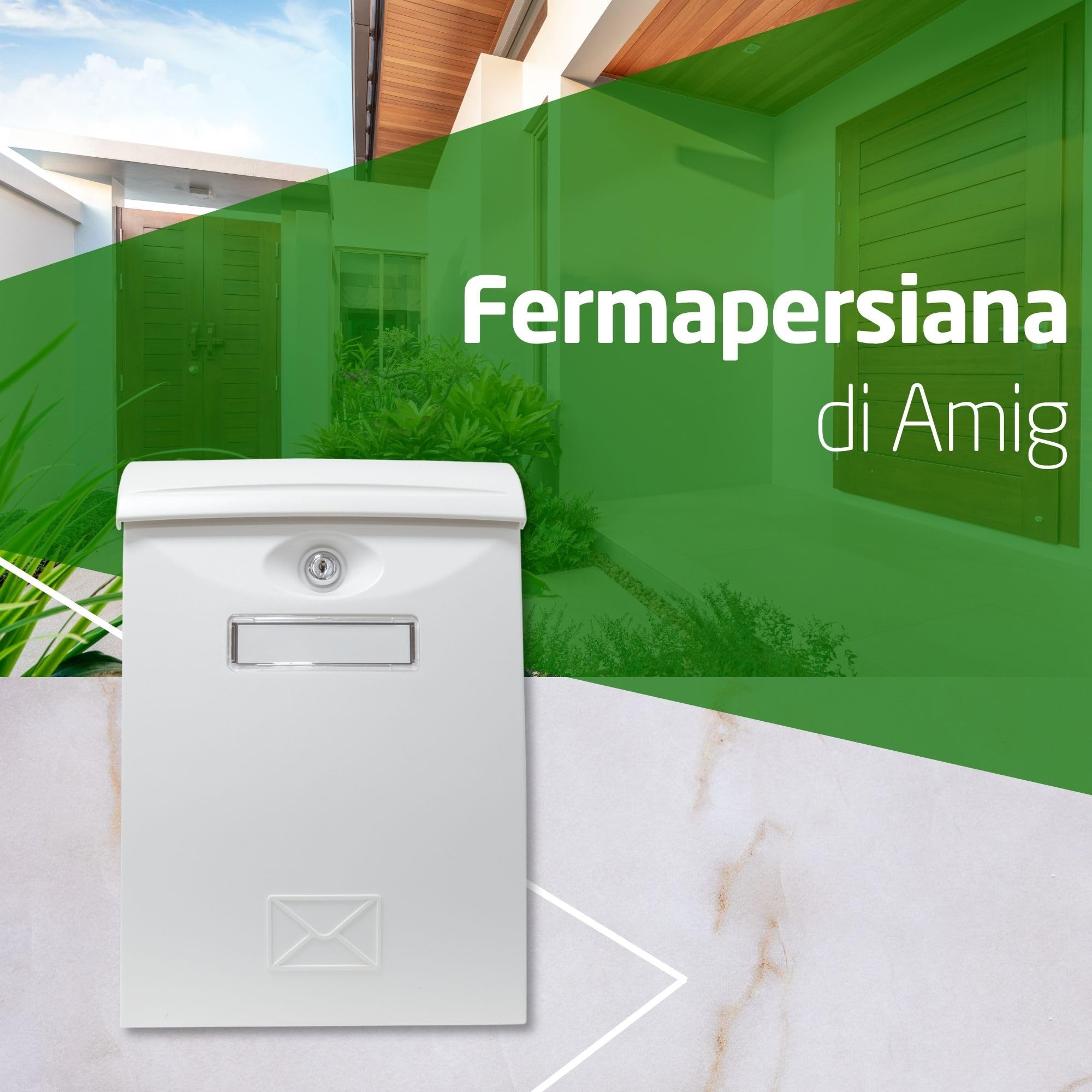 Amig - Cassetta delle lettere esterna modello 7 | Design moderno e resistente | Facile installazione con serratura | Protezione dalla pioggia | Dimensioni 34,5x20,5x10,5 cm, Bianco, Plastica