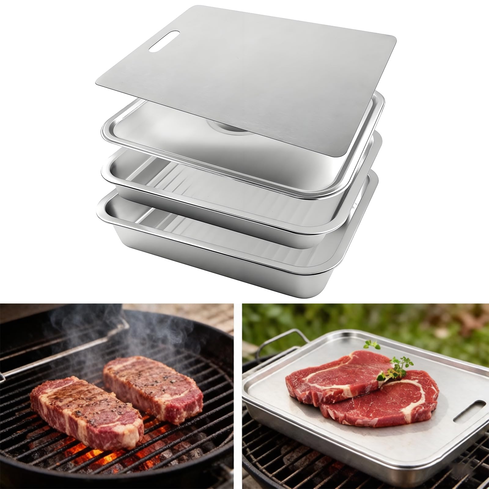Preparazioni per grigliare Vassoio per alimenti Preparazioni e vassoi per grigliare Set di vassoi per marinare la carne Contenitore per barbecue Accessori per barbecue Accessori per barbecue