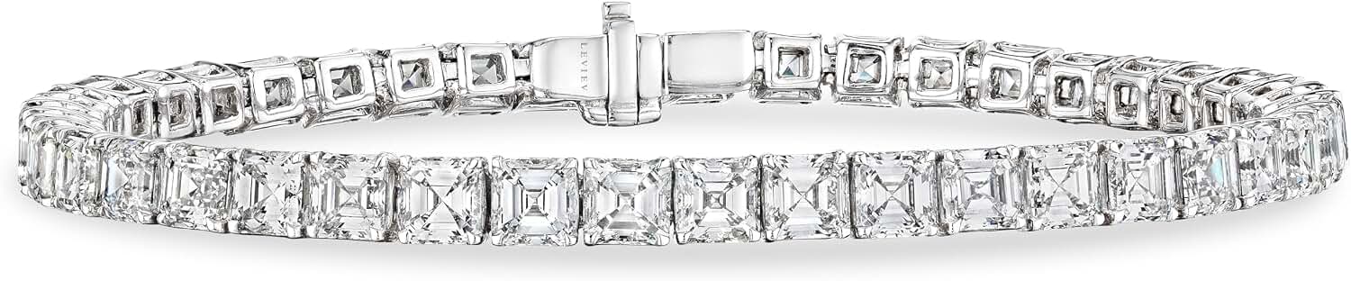 Leviev Ariel 10.95 Carat Asscher Cut Diamond Tennis Bracelet in 18K White Gold