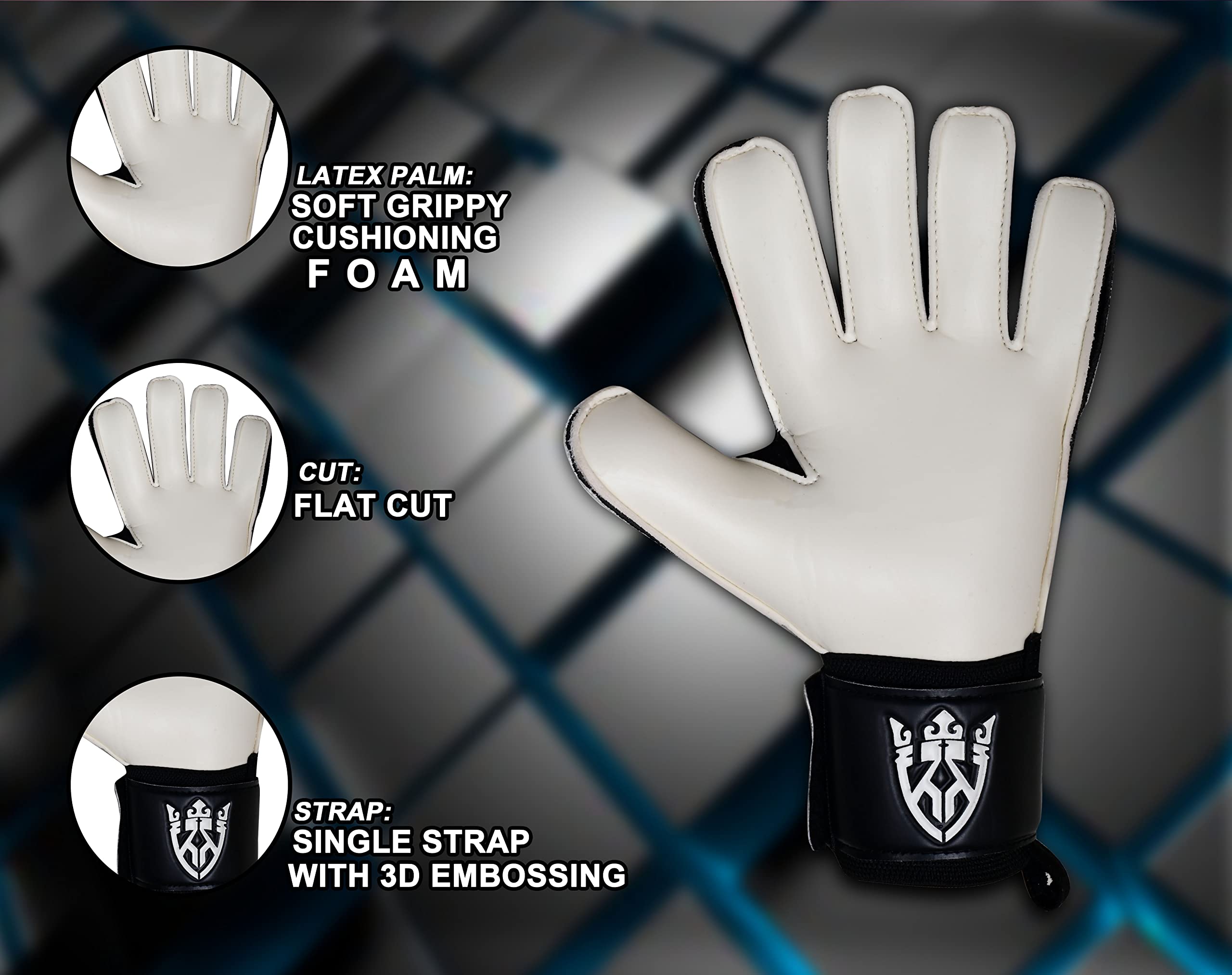 Keeperking - Guanti da portiere per bambini, ragazzi, adulti, senza salva dita, 4 mm, durevoli, in lattice, unisex