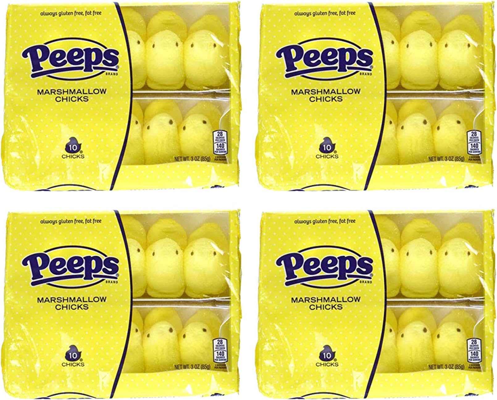 Marshmallow Peeps Yellow -10 Ct Tray - (Pack Of 4)