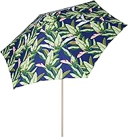 Vista 11 de Tempera Sombrillas de patio a rayas para exteriores, con manivela y botón de inclinación, inclinación automática, 8 varillas de acero, toldo de alta