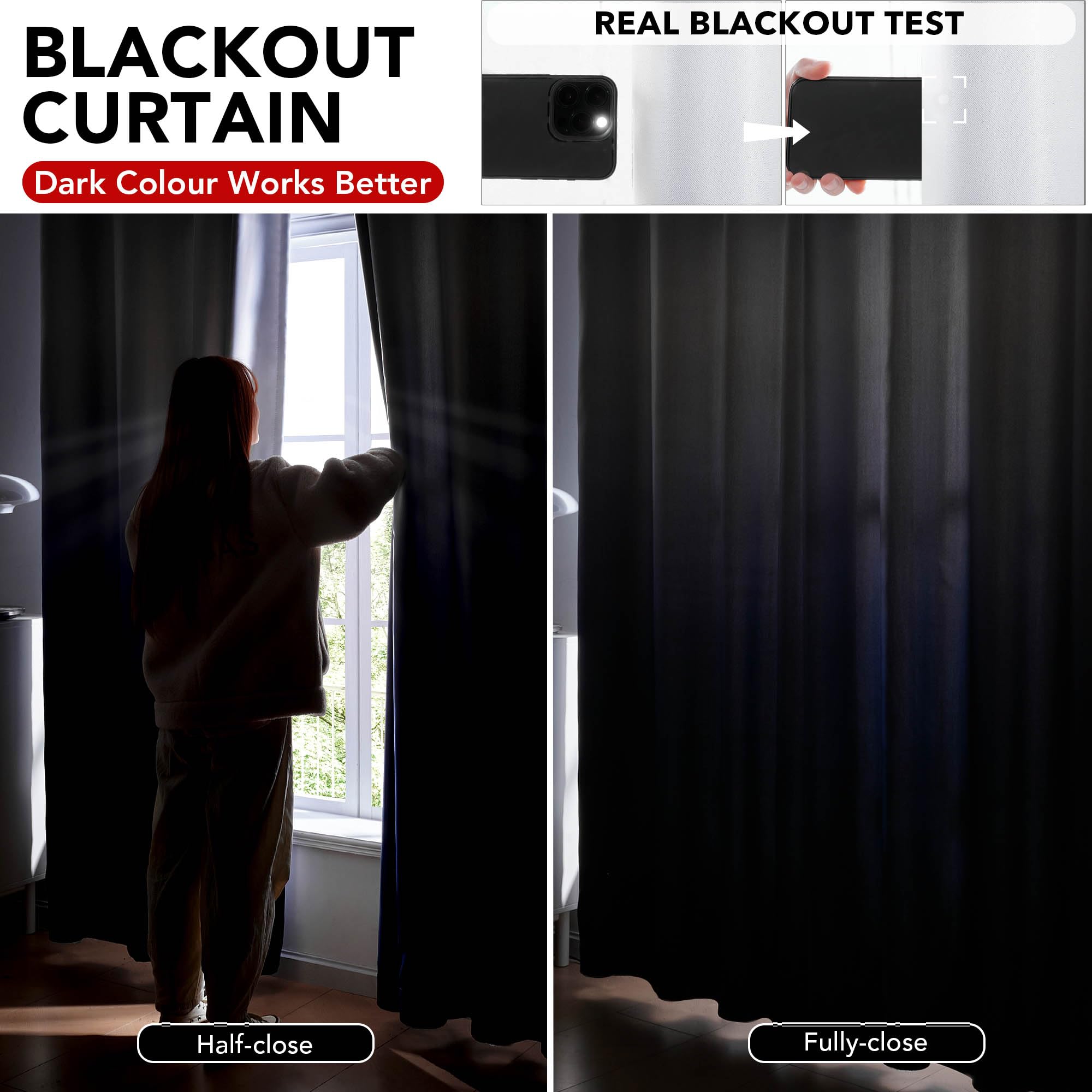 Deconovo Blackout Curtains for Bedroom Thermal Eyelet Curtains Drapes Noise Reducing Curtains for Kitchen 46 x 54 Inch Navy Blue and White 2 Panels - Image 4
