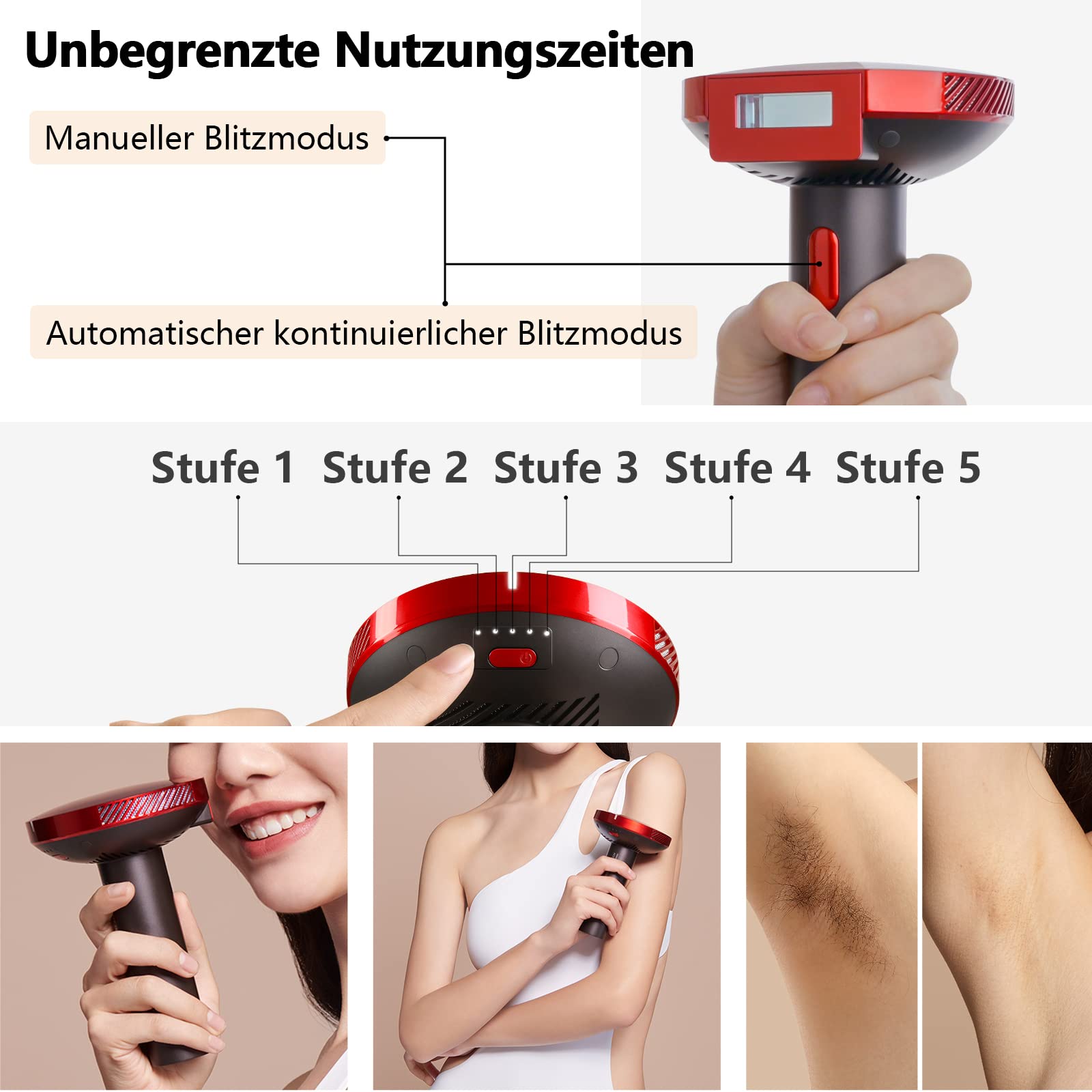 AMIRO Red-Wave Hair Removal Device 本体 AMIRO IPL Hair Removal Device with Red Wave and Freezer Function