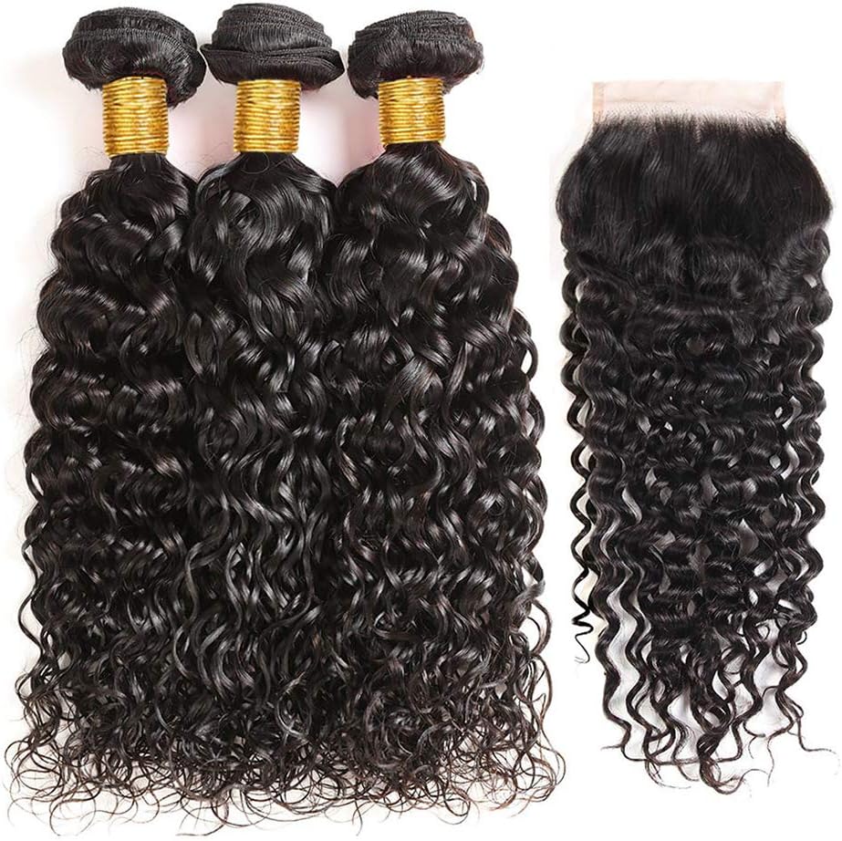 4X4 Lace Front Wigs Curly Human Hair Brazilian 150% Density Curly Lace Closure Human Hair Wigs for Black Women Virgin Hair Wigs Pre Plucked with Baby Hair Natural (10 12 14+10"closure)