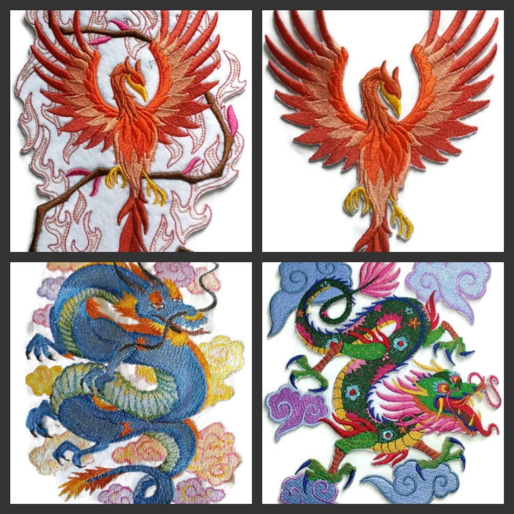 Custom Dragon Crouching Dragon Embroidery Iron On/Sew Patch (9" x 7.8")[Made in USA]