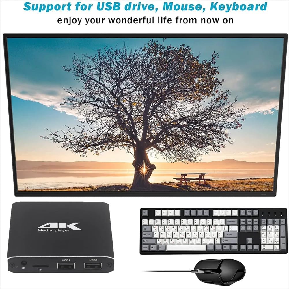 Mini 4K 265 Reproductor de Publicidad Media Player Soporte TF Tarjeta de Disco USB 1080P Full HD Multimedia HDD Player Enchufe de la UE
