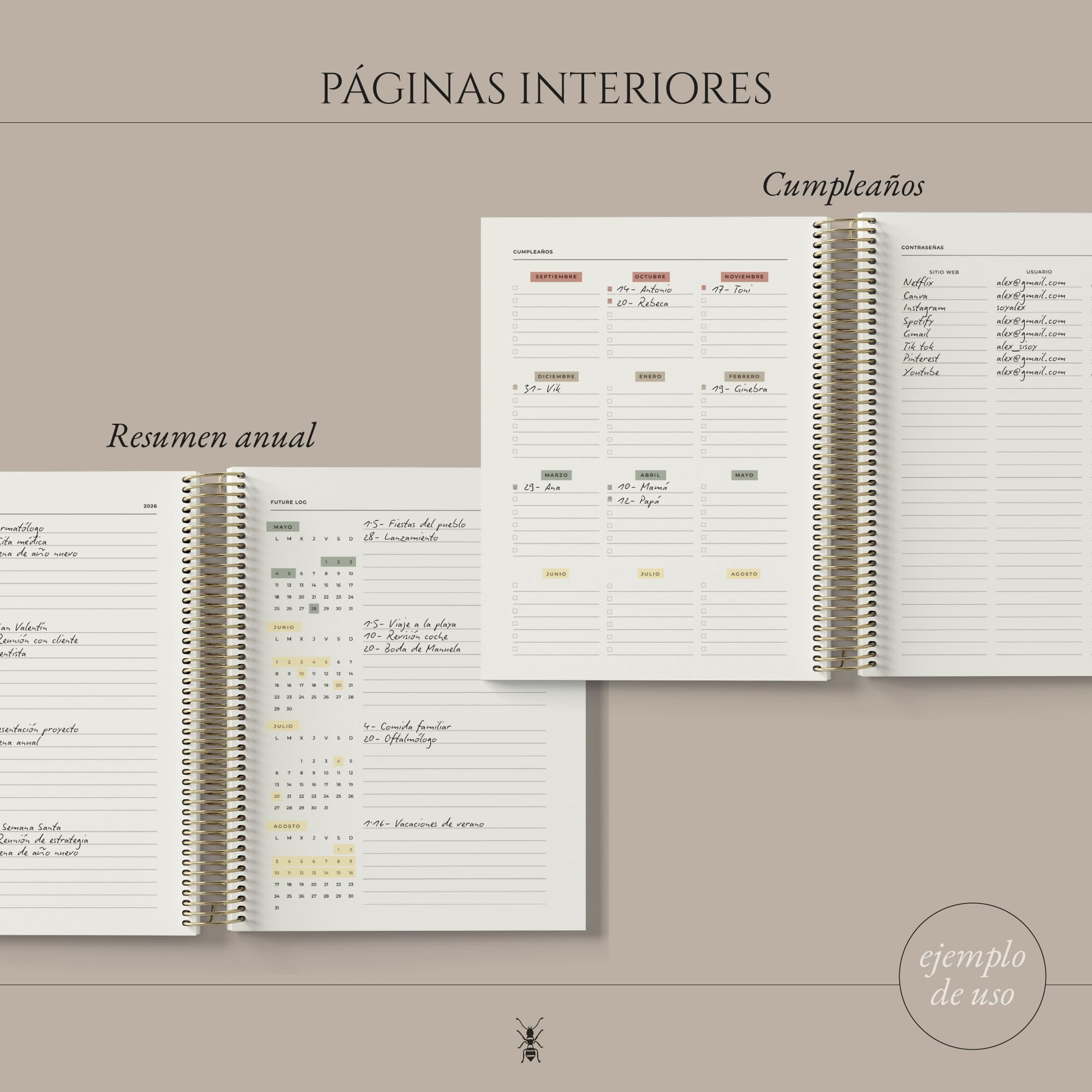 Agenda Académica 2025-2026 | Semana Vista | 290 pág. papel 120 g | Calendario, gastos, viajes, objetivos y notas | 20 × 22 cm (Print Butano)