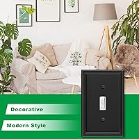 Vista 4 de Placa Decorativa Moderna Negra para Interruptor de Luz, Cubiertas de Tomacorriente Decorativas, Placas de Interruptor Basculante, Material de Fibra