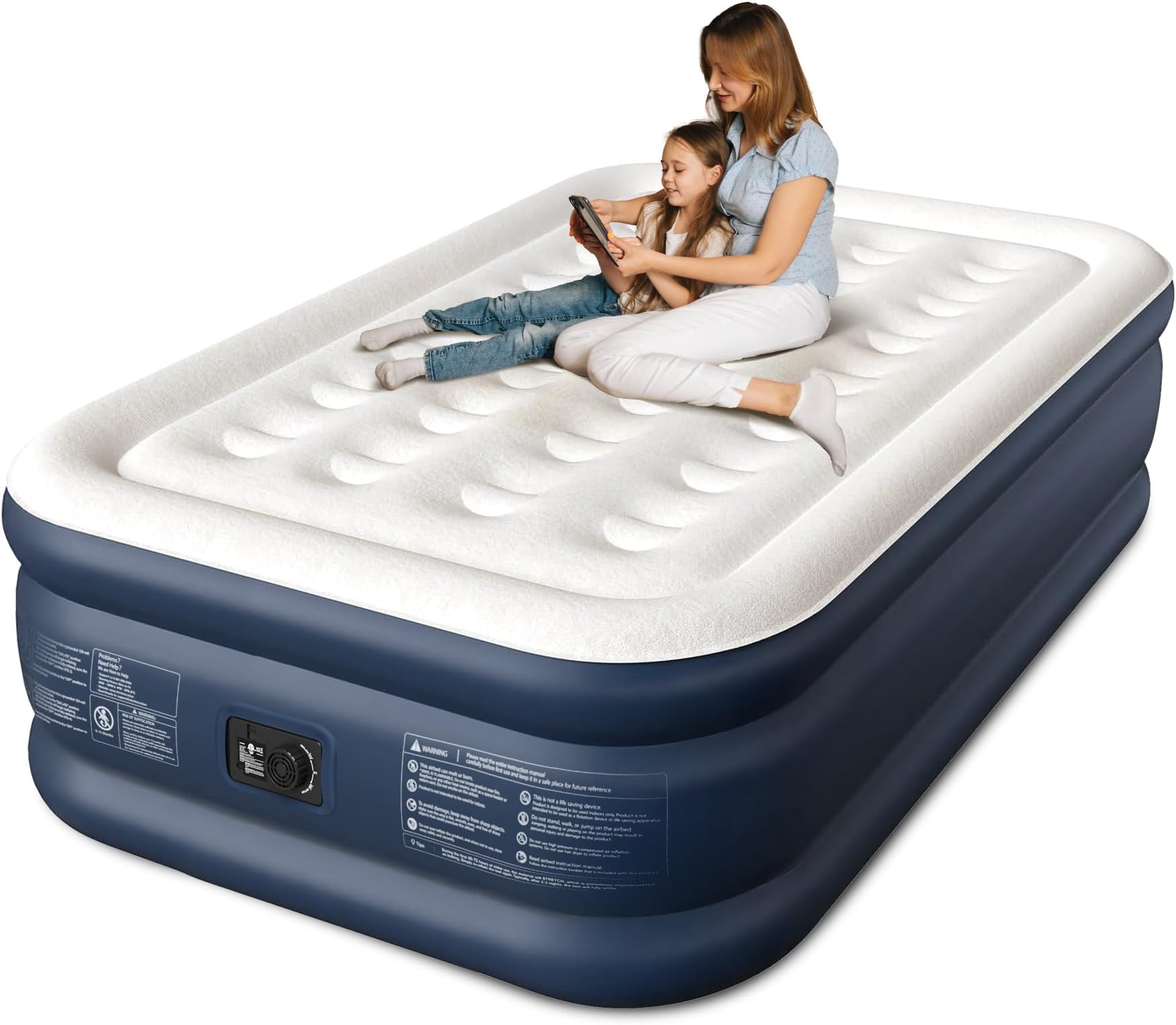 Air Mattress, 18" Raised Full Size Self Inflatable Blow Up Mattress with Built in Pump, Thick Comfort Air Bed with Carry Bag for Camping, Guests & Home, 600lb Capacity Colchon Inflable