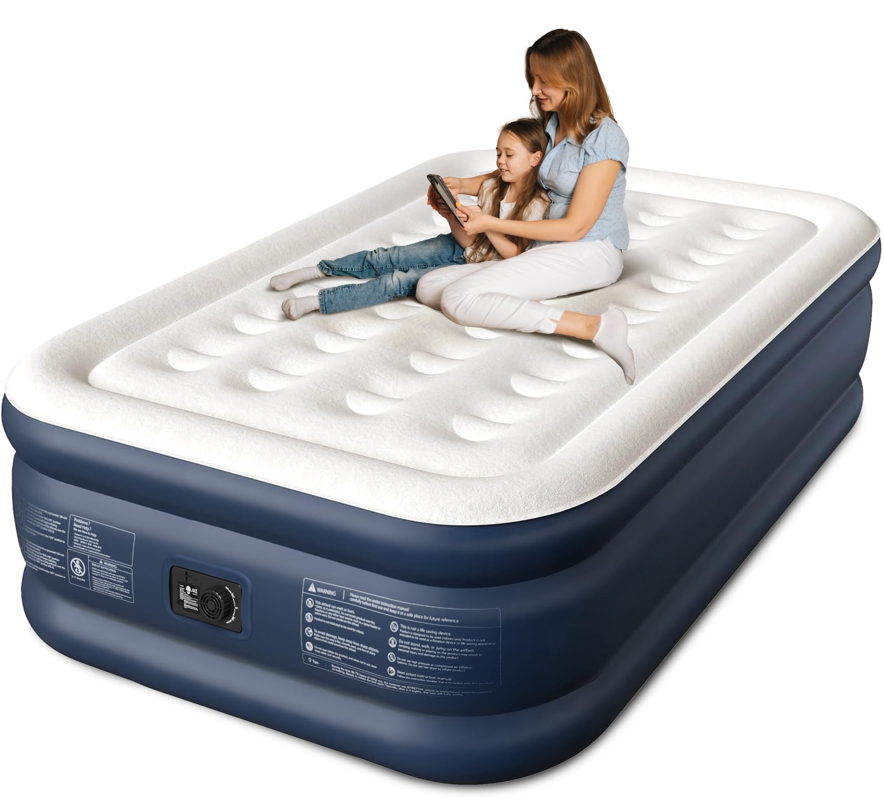 Air Mattress, 18" Raised Full Size Self Inflatable Blow Up Mattress with Built in Pump, Thick Comfort Air Bed with Carry Bag for Camping, Guests & Home, 600lb Capacity Colchon Inflable