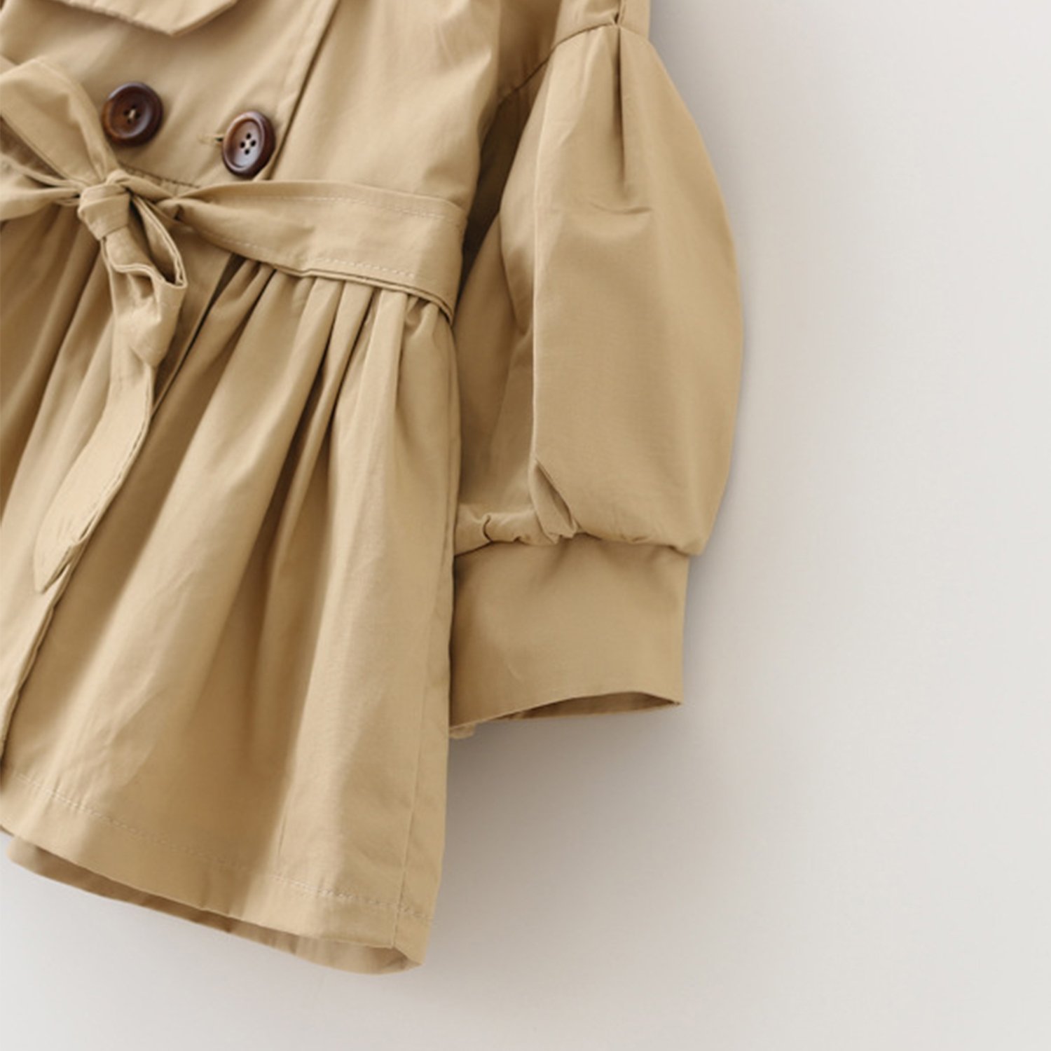 Trench da bambina, con fiocco, giacca antivento con cintura, per autunno e primavera