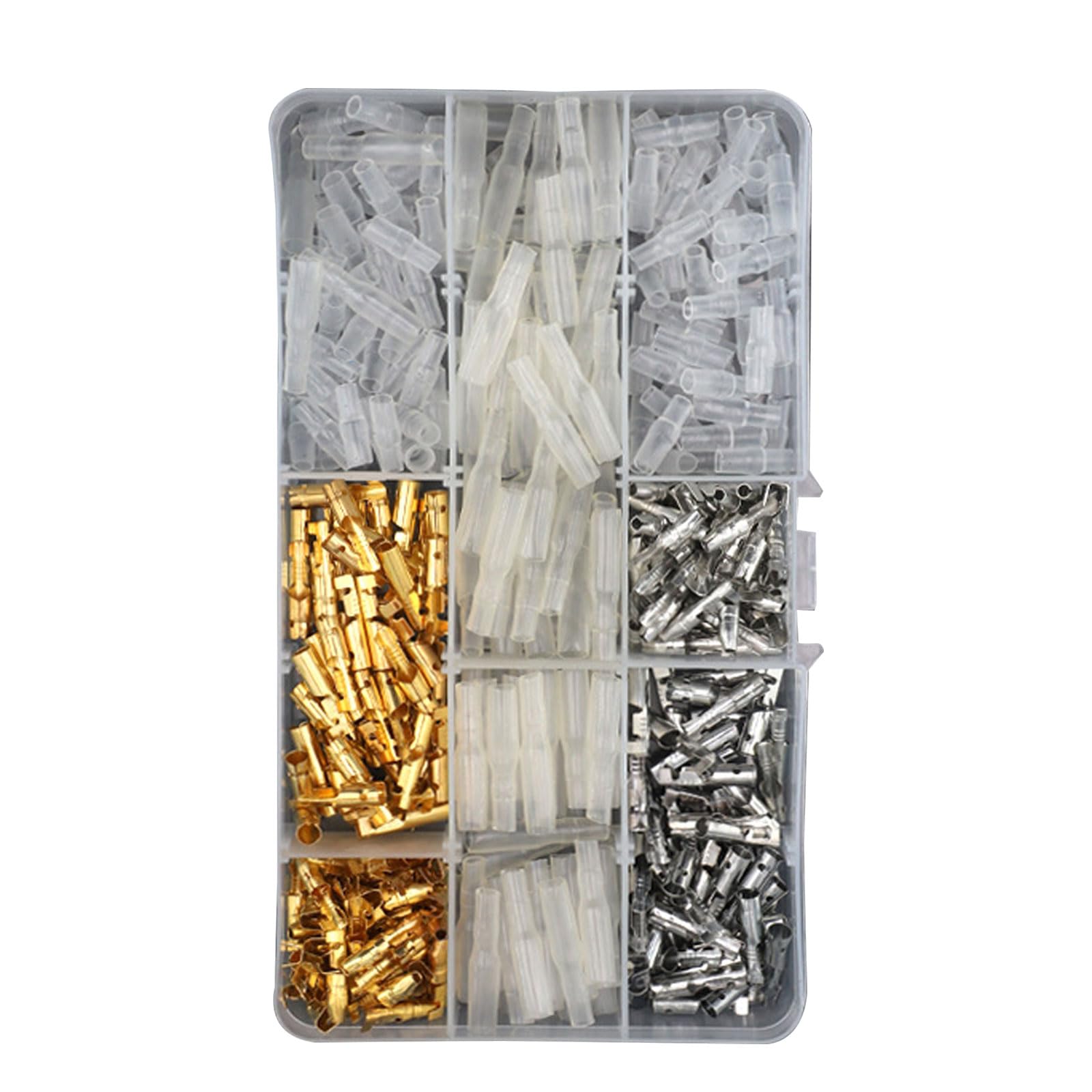 Brass Male and Female Terminals Connectors Electric Wire Connectors Block with Insulating Sleeves Round Connector