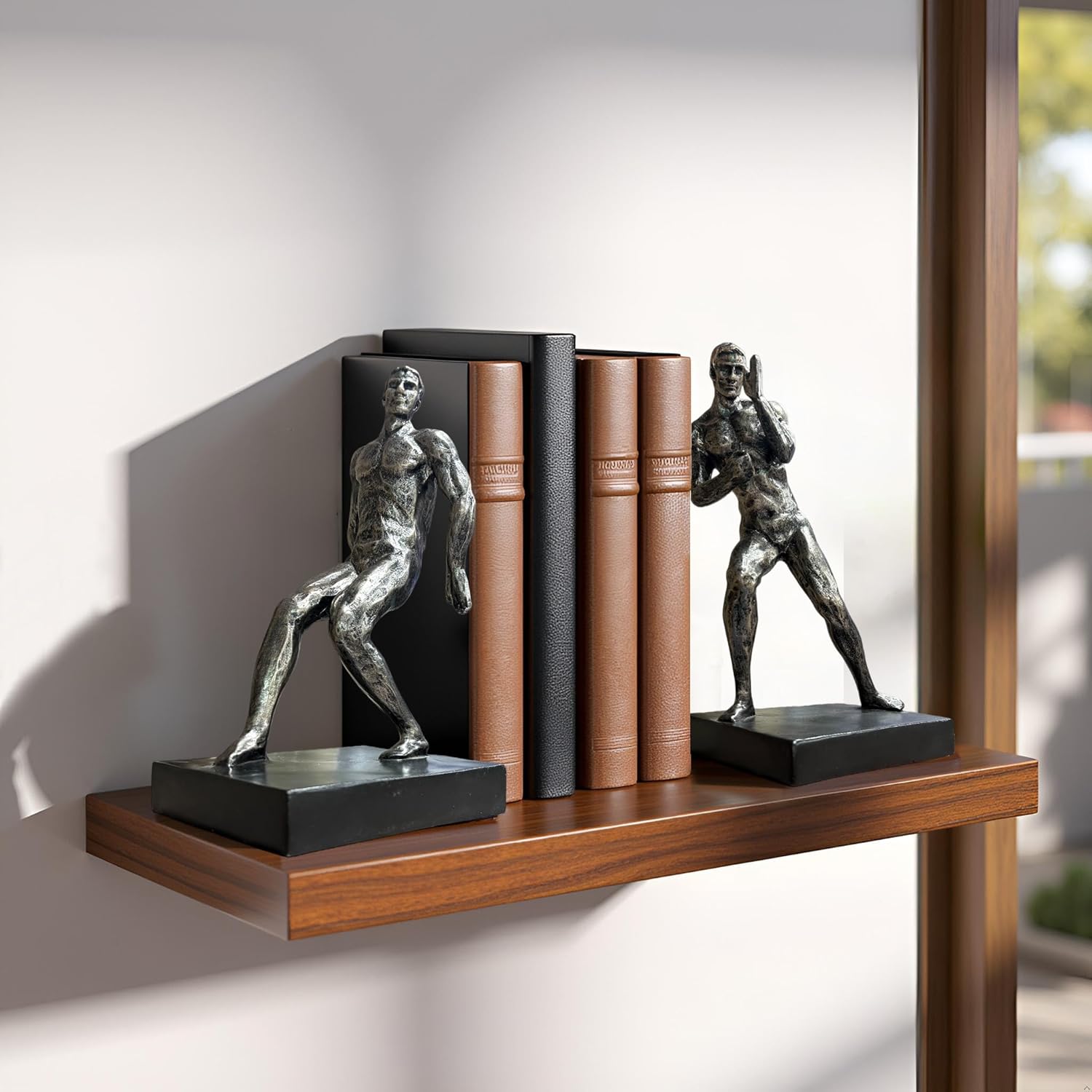 Abstract Sculpture Book Ends Decorative Bookends for Shelves, Modern Figure Bookends for Bookshelf Decor, Decorative Book Stoppers for Home Office Library