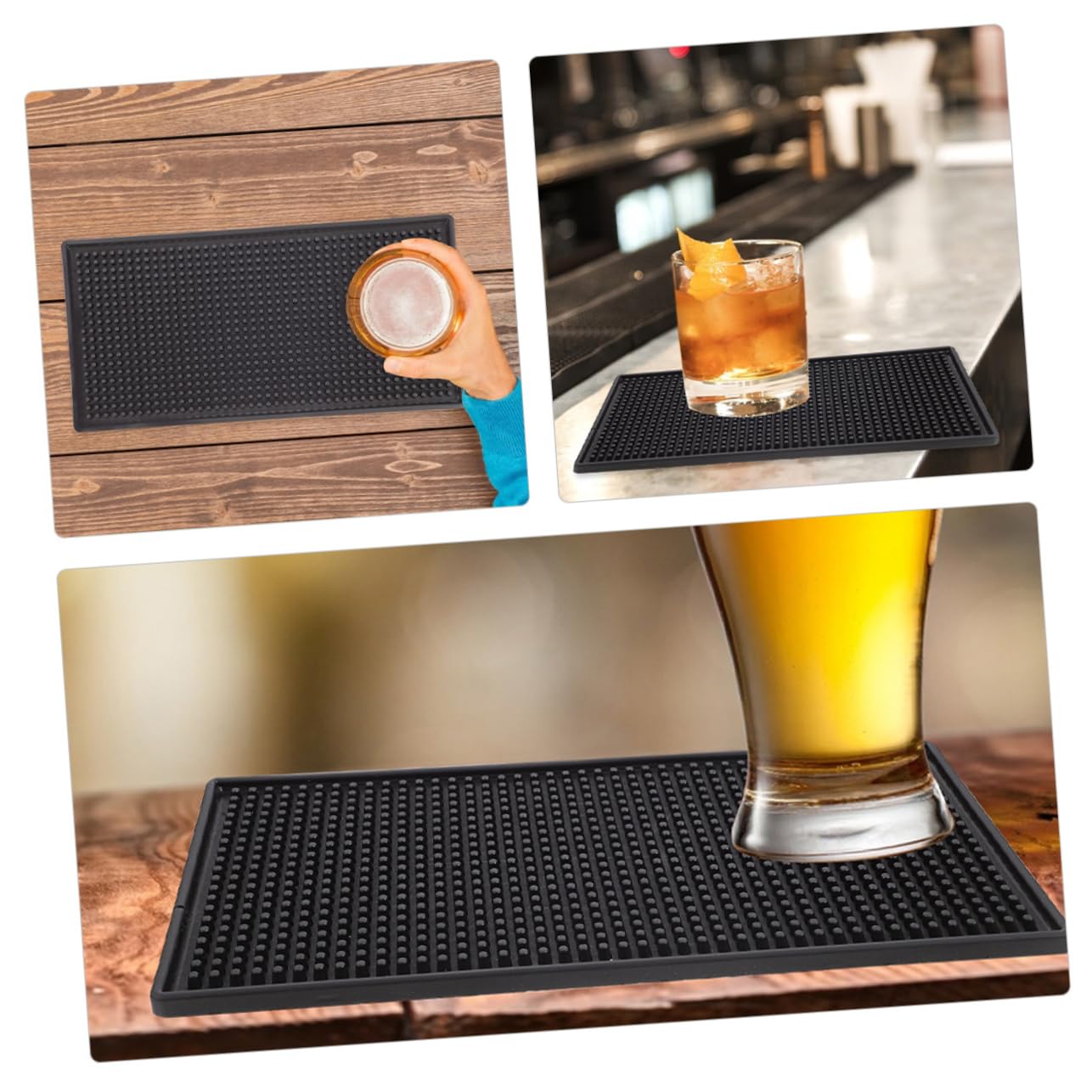 2 Tappetino Nero Pezzi in Antiscivolo per Pvc Bicchieri Bar