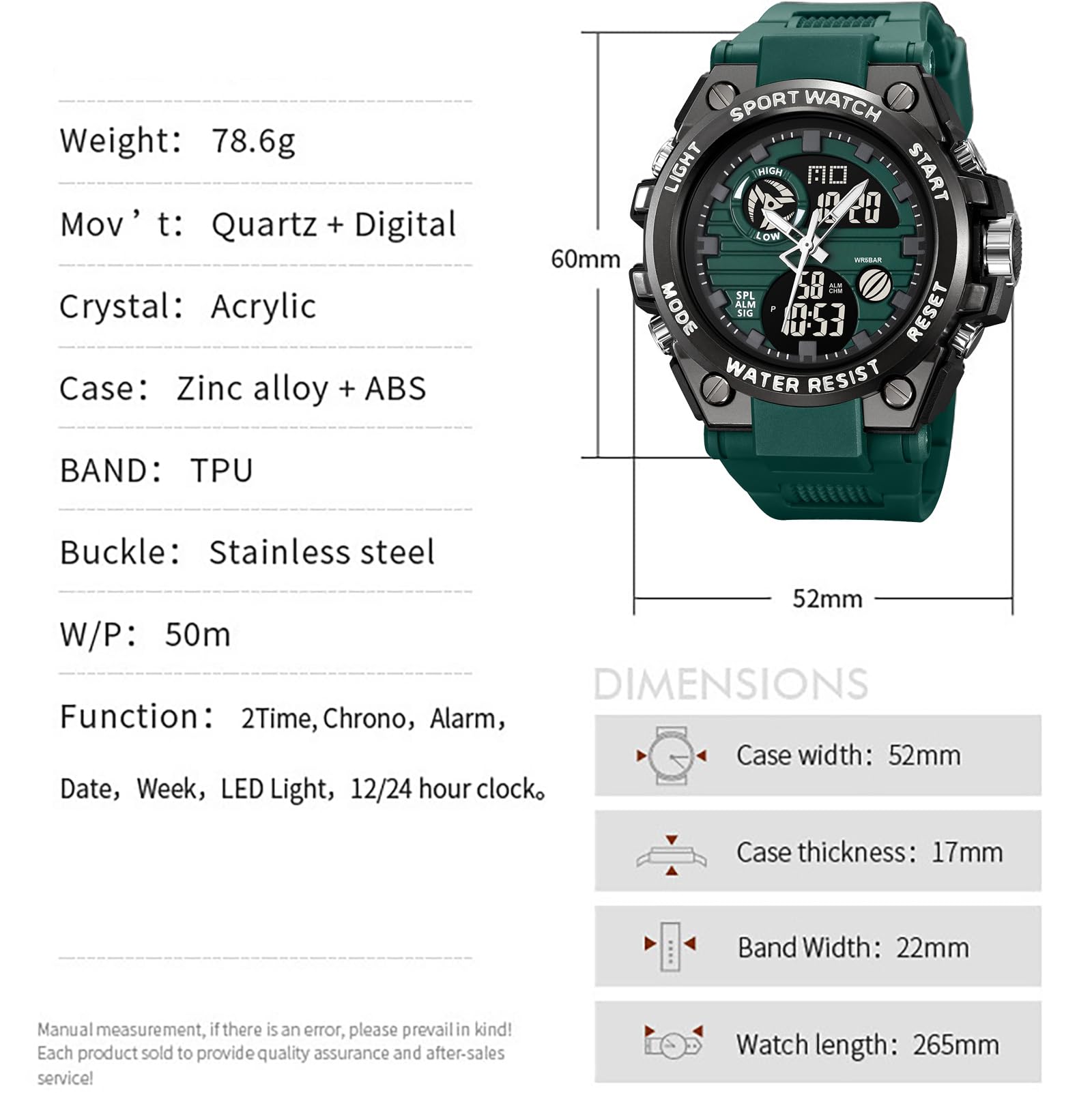 findtime Orologio da uomo arancione alla moda militare colorato con retroilluminazione a LED impermeabile sveglia cronometro Caratteristiche analogico digitale elettronico al quarzo sportivo orologio