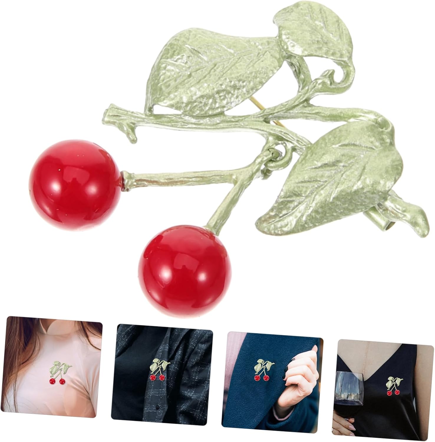 Didiseaon Unique Cherry Brooch Alloy Fashion Accessory Perfect Present for Boys and Girls Adults and Classmates
