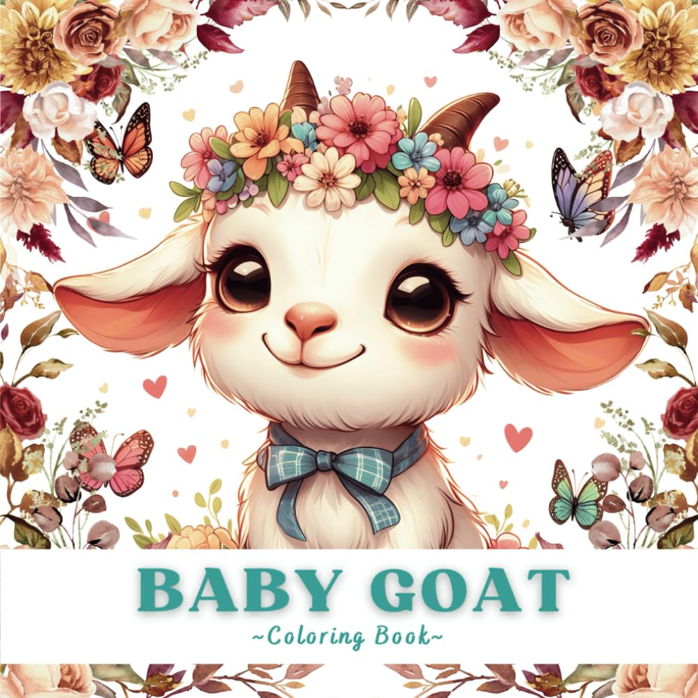 Baby Goat Coloring Book: Stress Relief Cute Goat Coloring Pages for Adults and Kids
