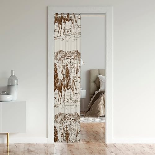 Miniatura 3 de Erosebridal Cortina opaca para puerta del oeste, cortina opaca de vaquero del desierto americano del salvaje oeste, ilustración dibujada a mano,