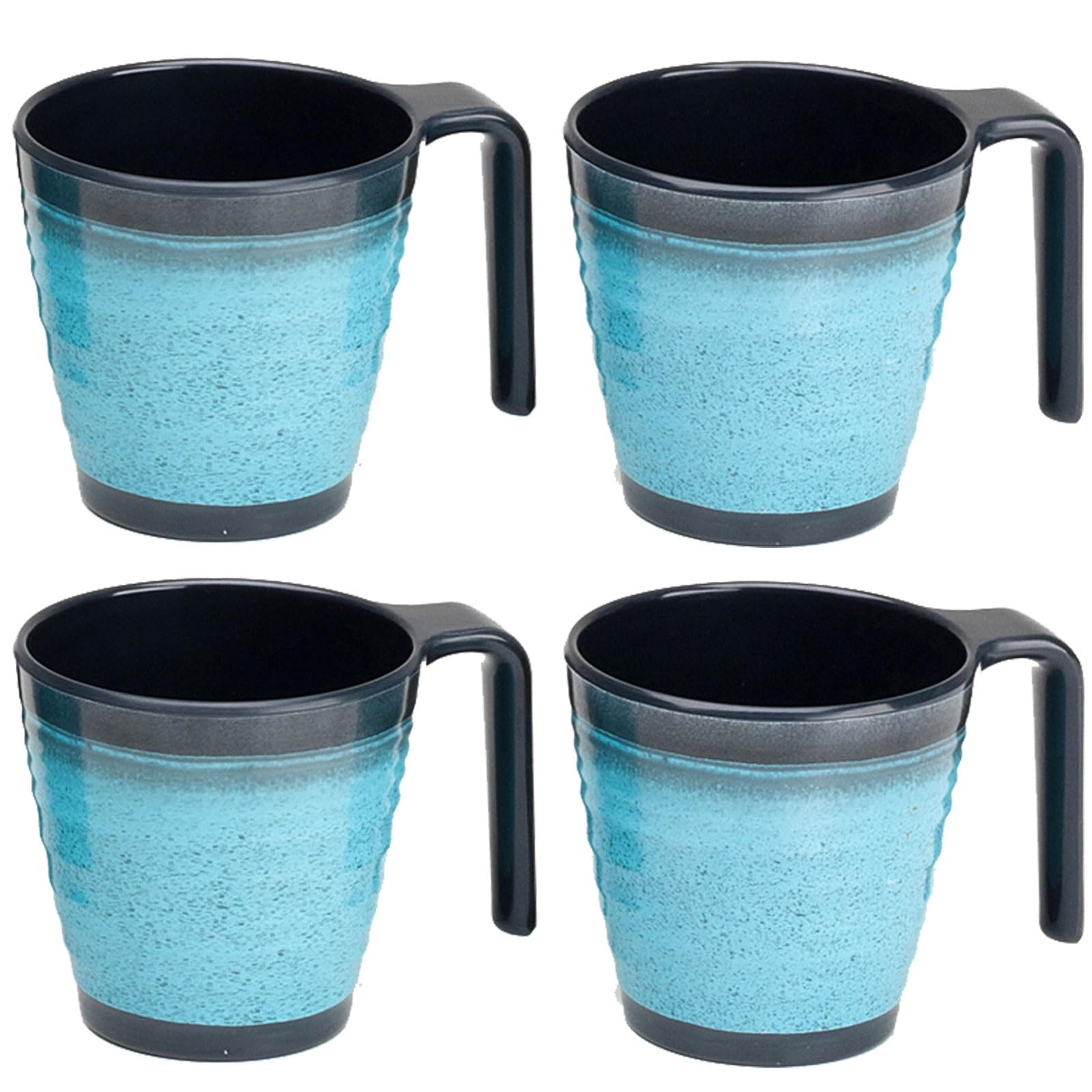 Melamin Geschirrset 4 Personen blau schwarz 20 Teile Tassen blauen 320ml